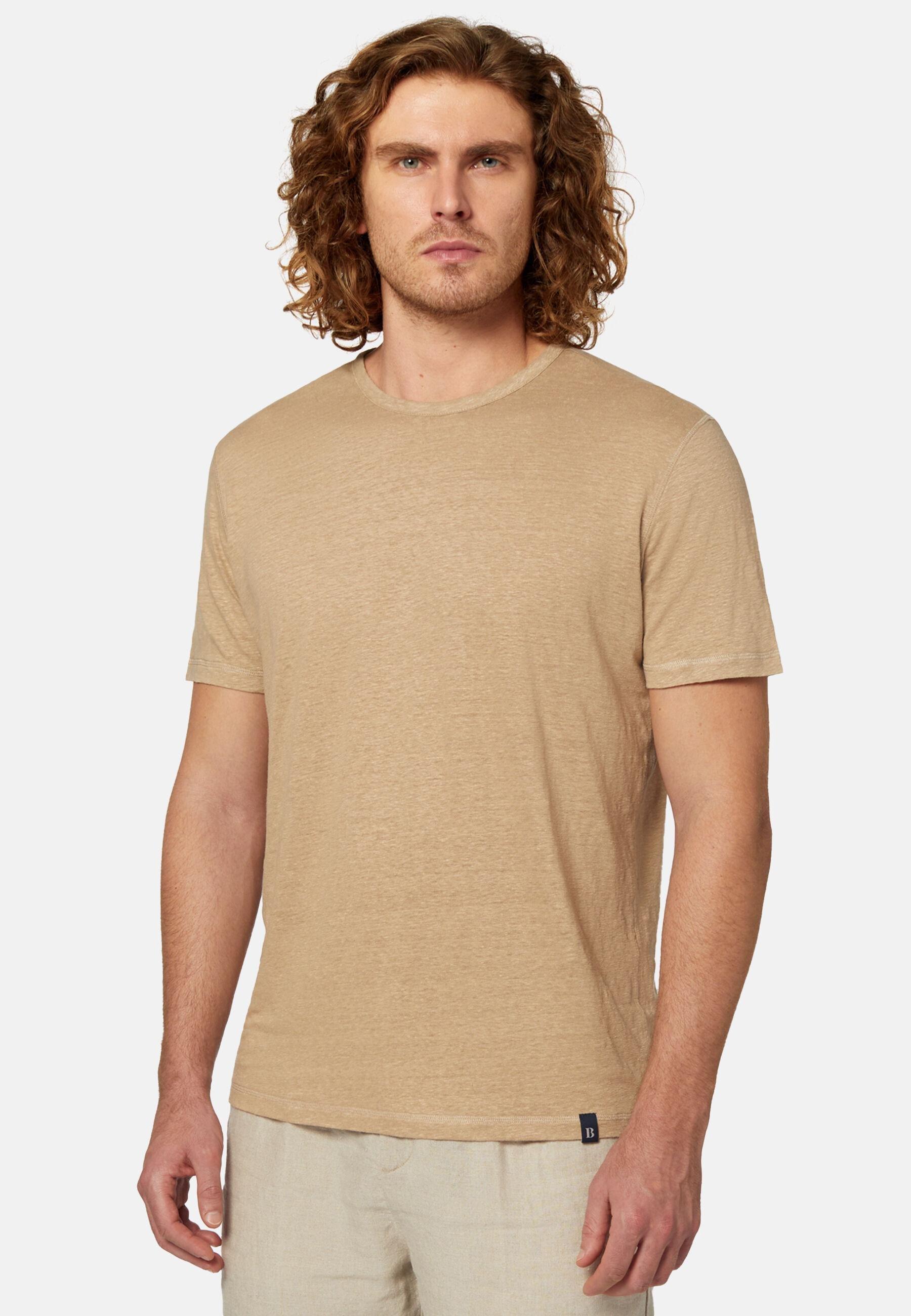 Stretch Linen Jersey T-Shirt Beige, Beige, medium