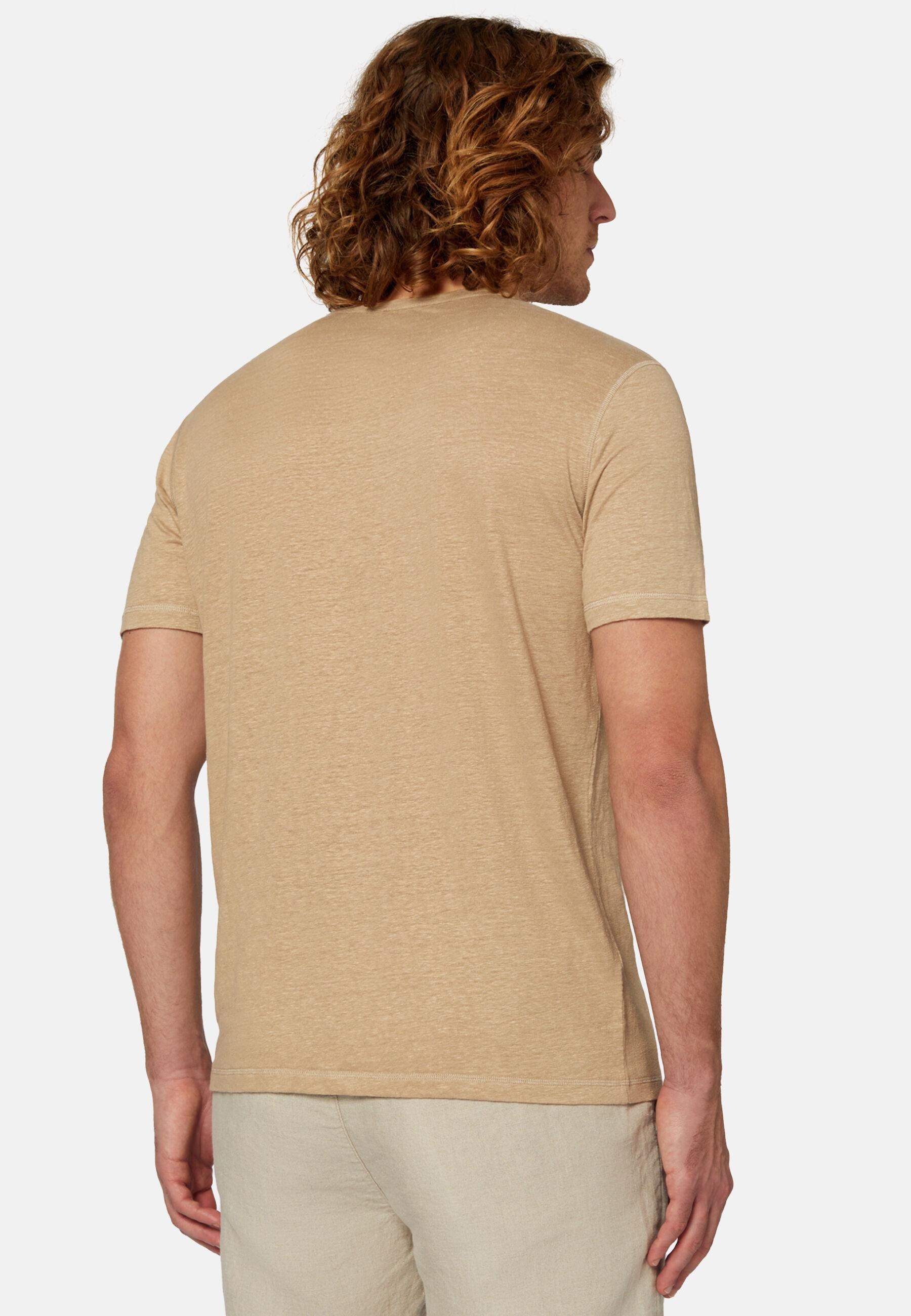 Stretch Linen Jersey T-Shirt Beige, Beige, medium