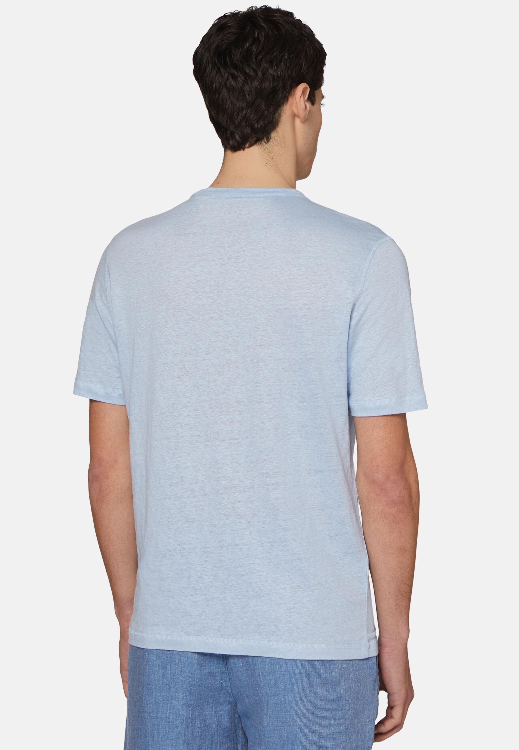 Stretch Linen Jersey T-Shirt Blue, Light Blue, large image number 1