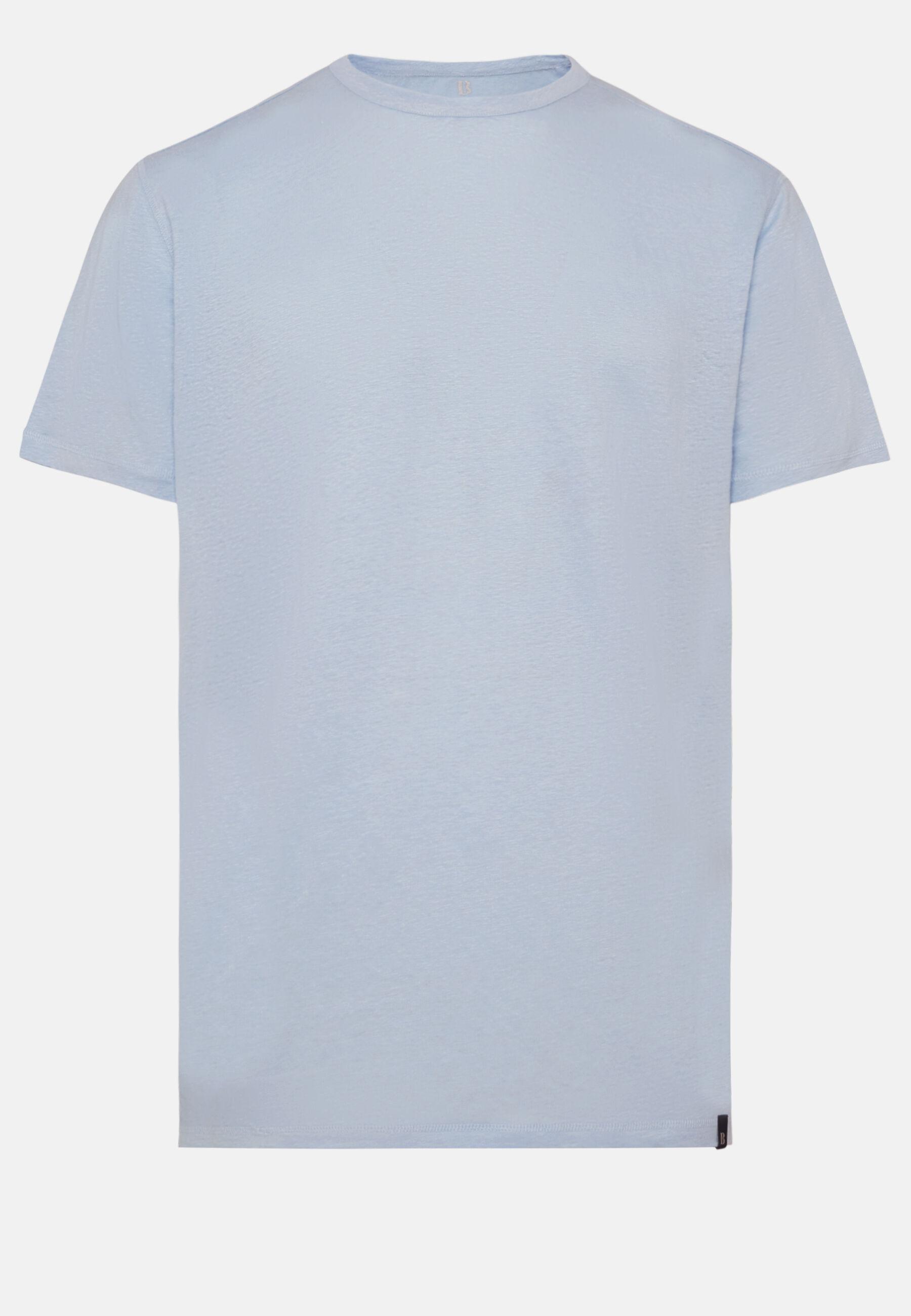 T-Shirt in Stretch Linen Jersey, Light Blue, Light Blue, large image number 3