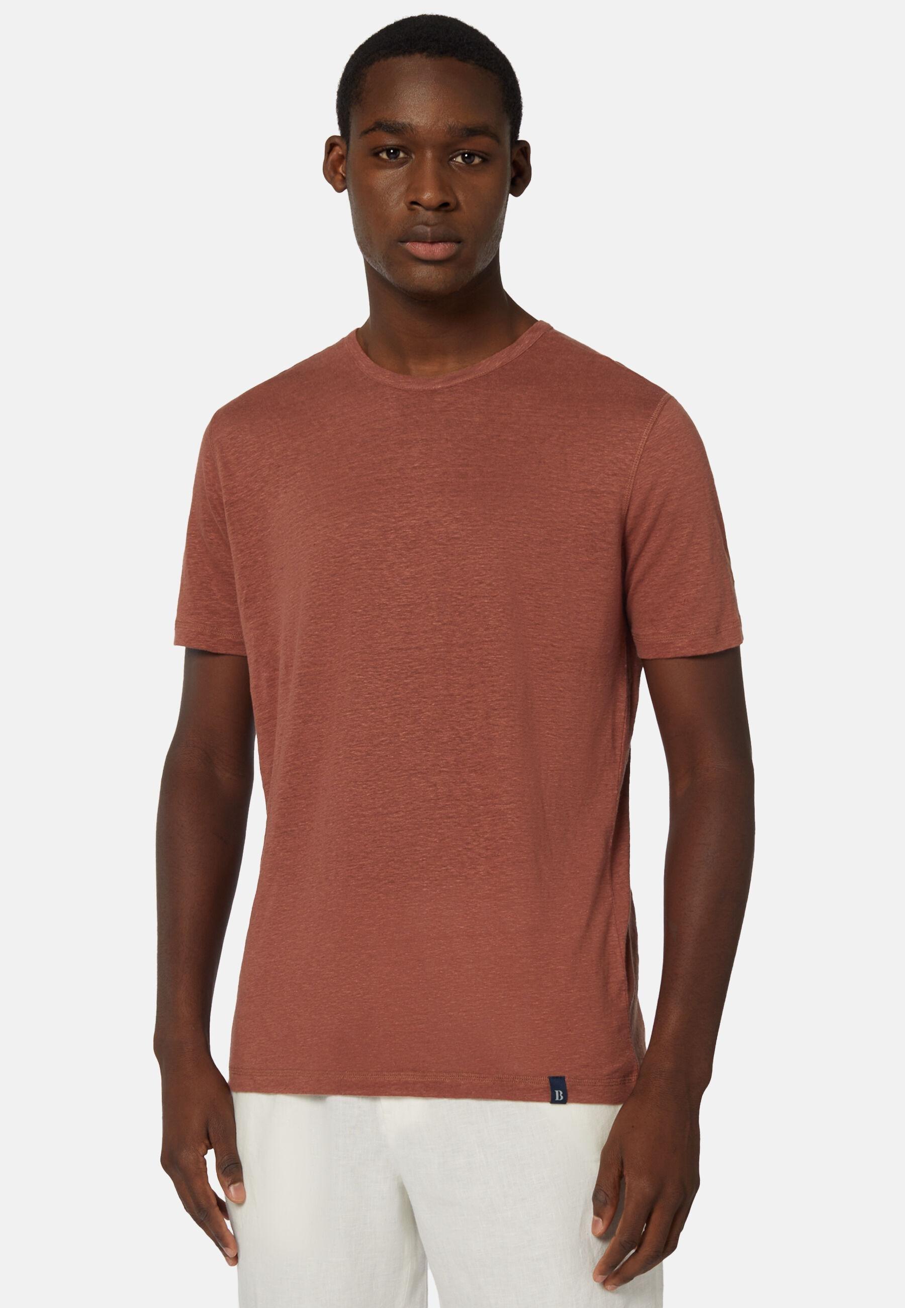 Stretch Linen Jersey T-Shirt Red, Rot, medium