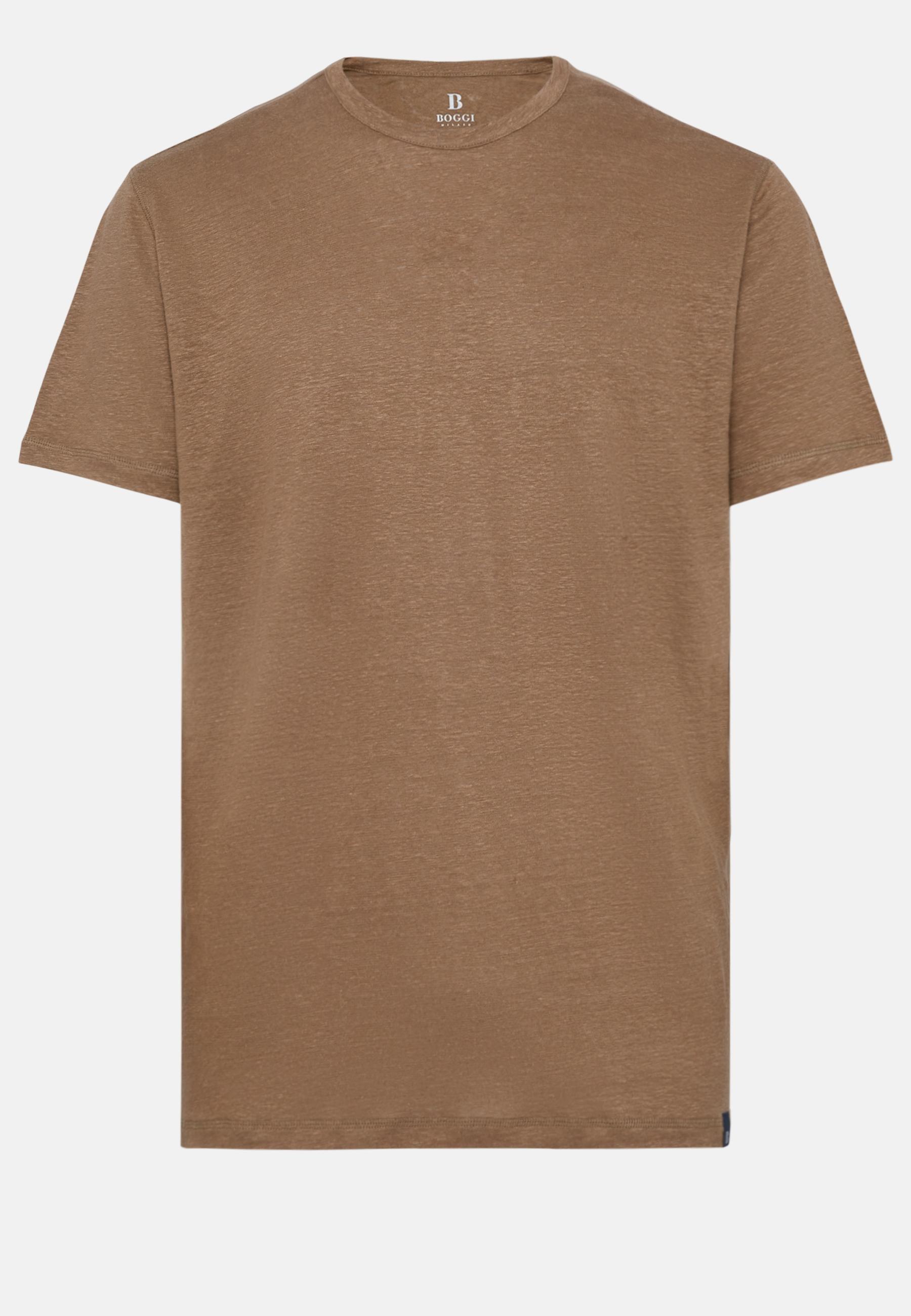 Brown Stretch Linen Jersey T-Shirt, , large image number 2