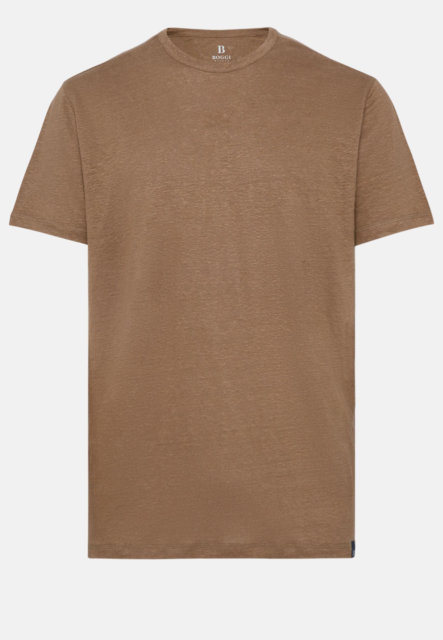 Stretch Linen Jersey T-Shirt Brown, Brown, medium