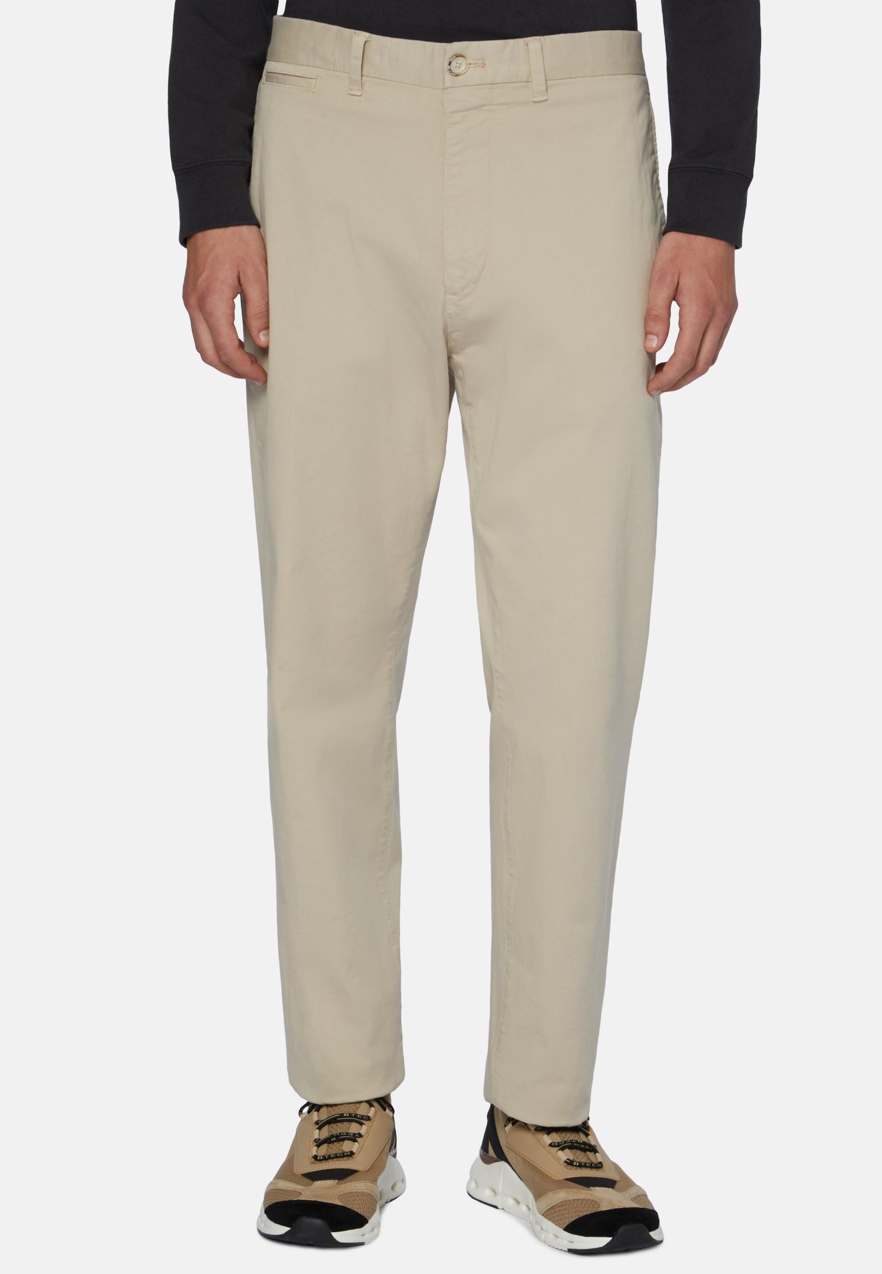 Stretch Cotton Trousers Beige, Beige, medium