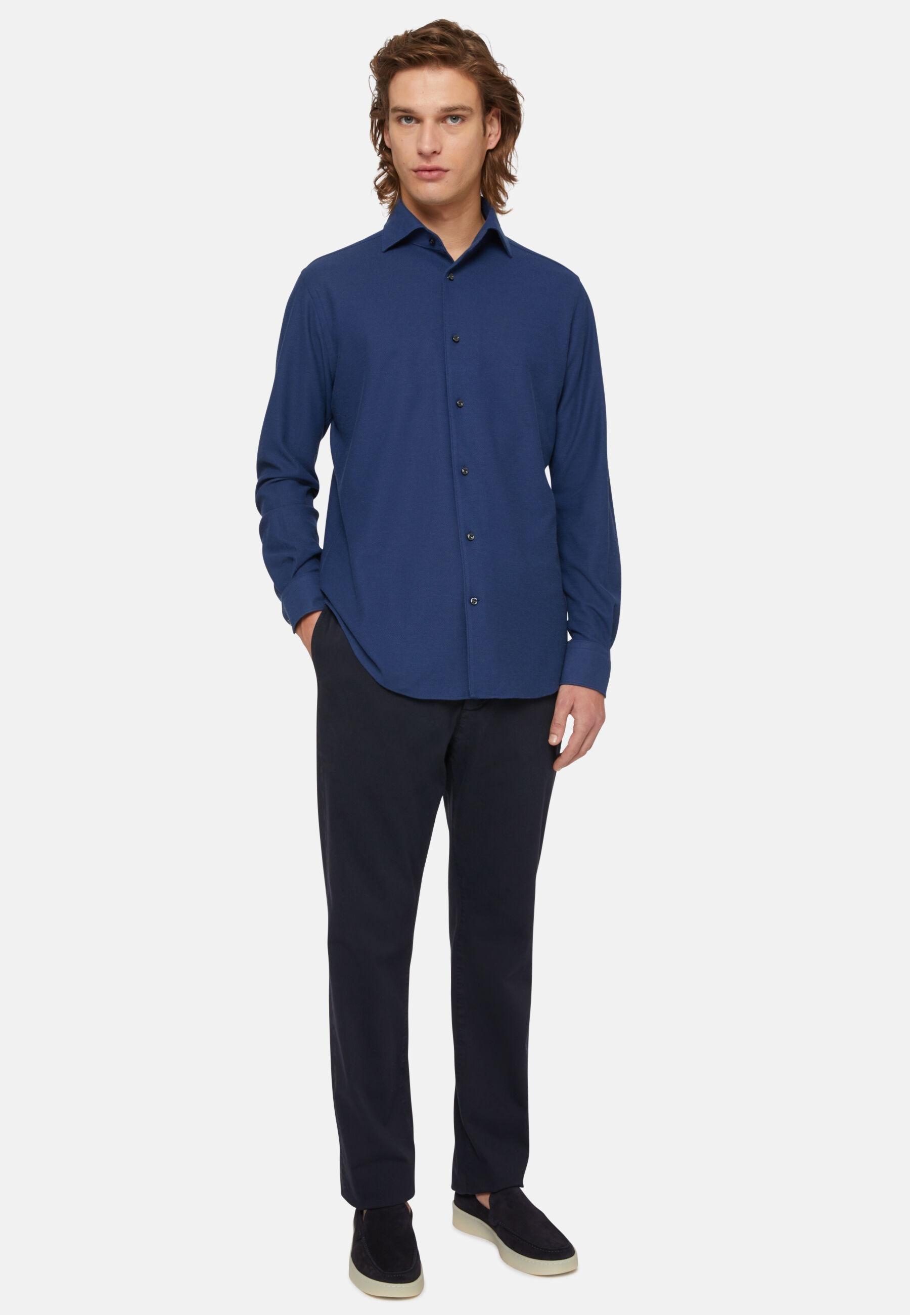 Stretch Cotton Trousers Navy, Navy blue, medium