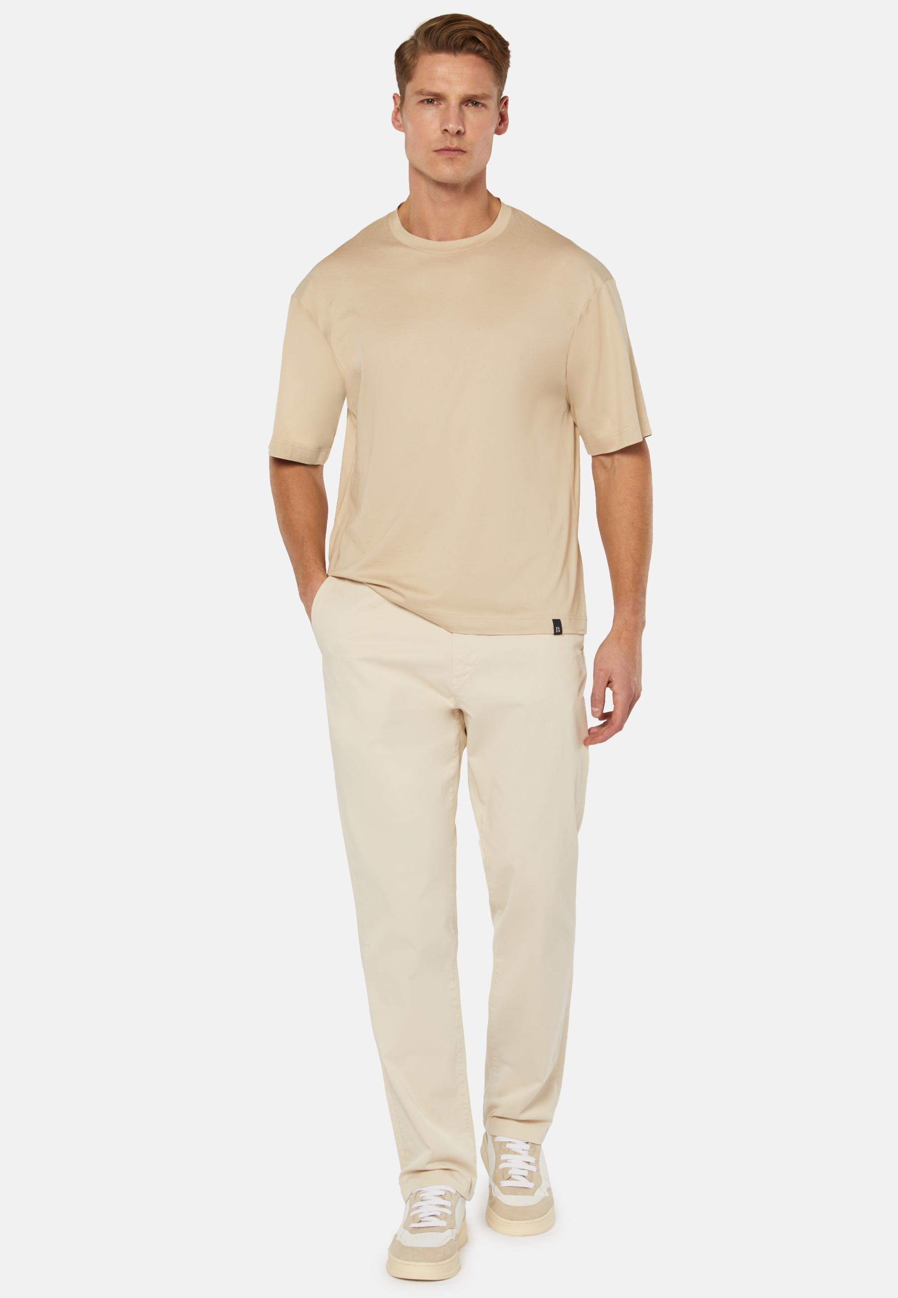 Stretch Cotton Trousers Beige, Sand, large image number 1