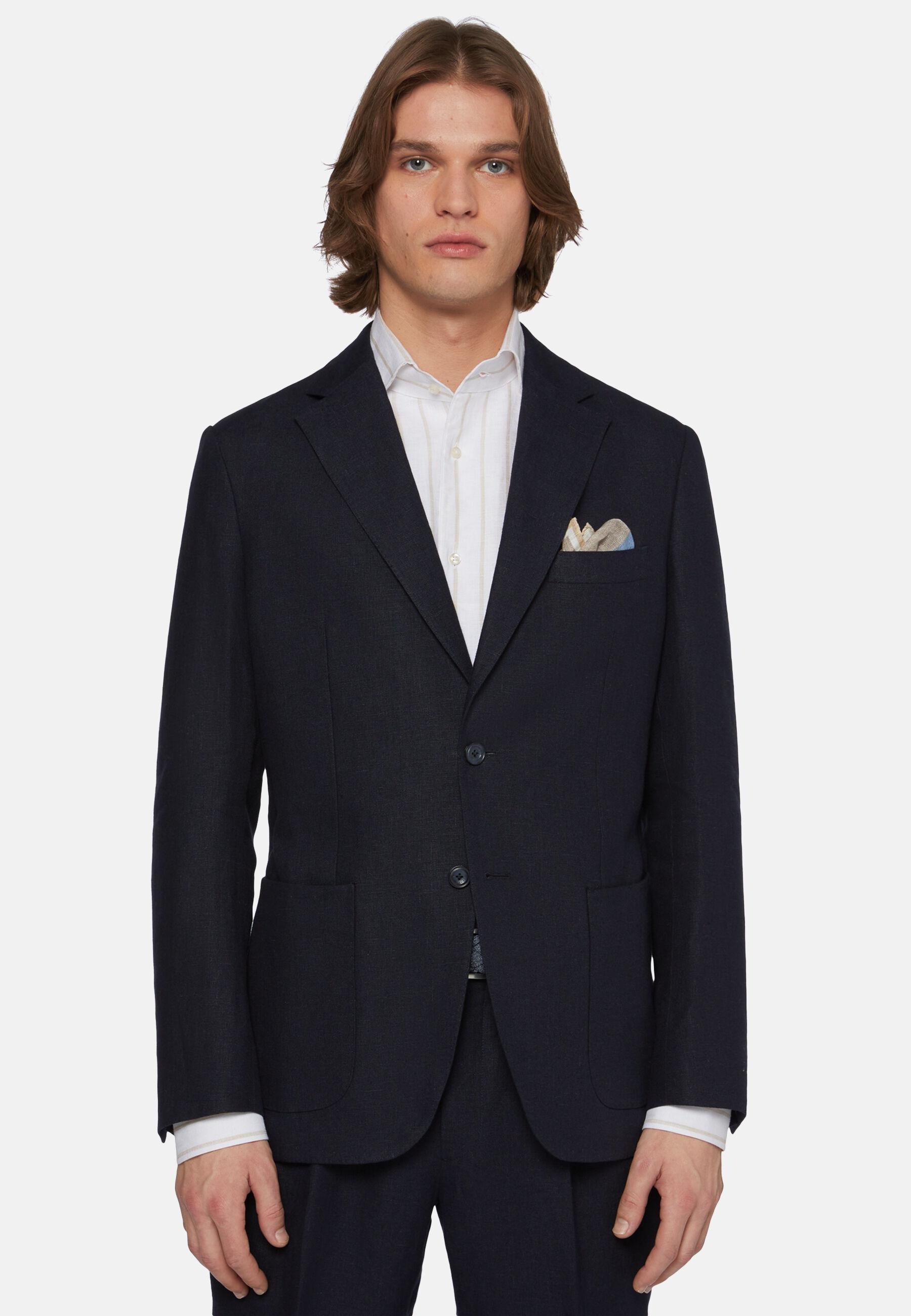 Pure Linen Suit Navy, Navy blue, large image number 0