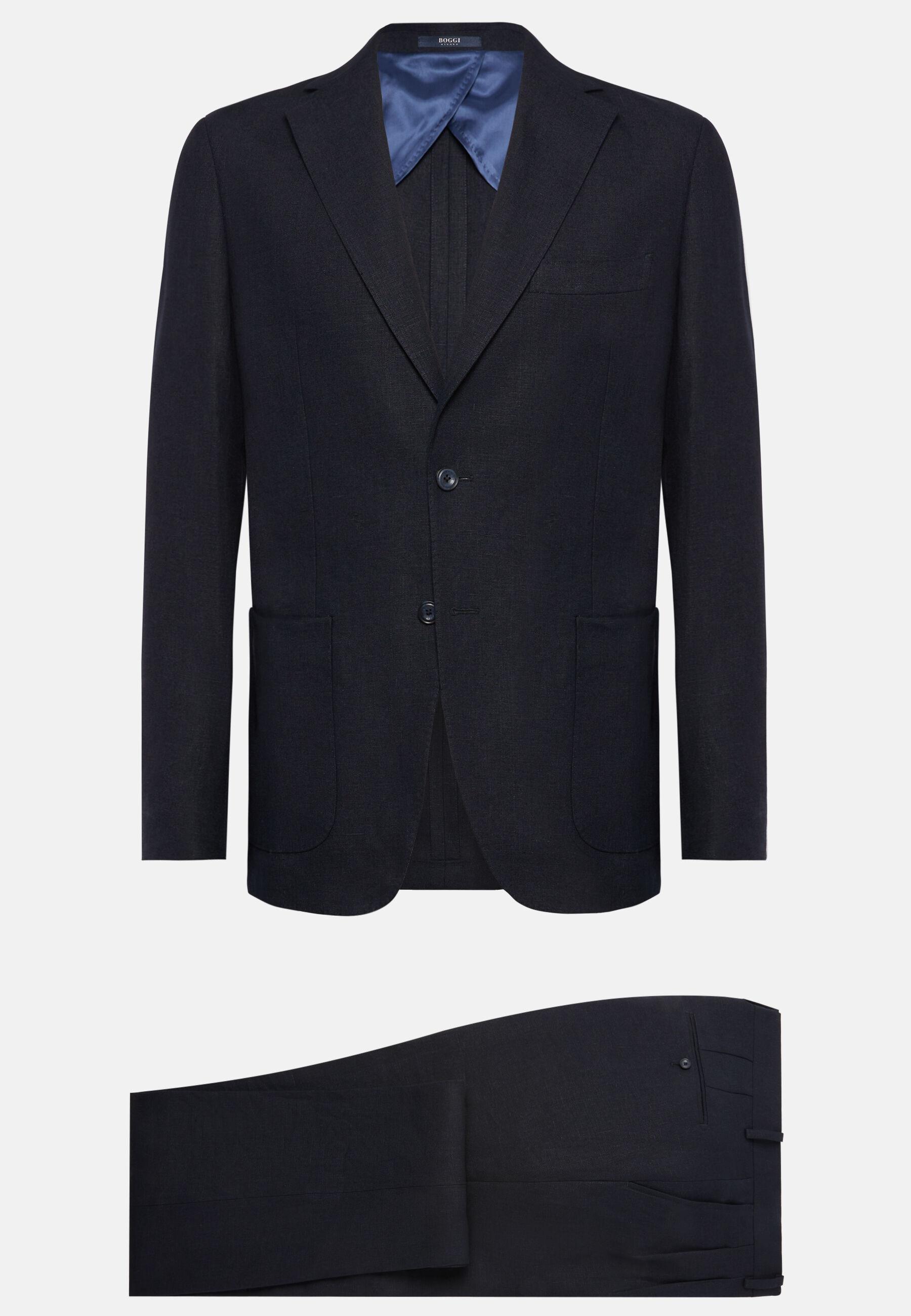Pure Linen Suit Navy, Navy blue, large image number 4