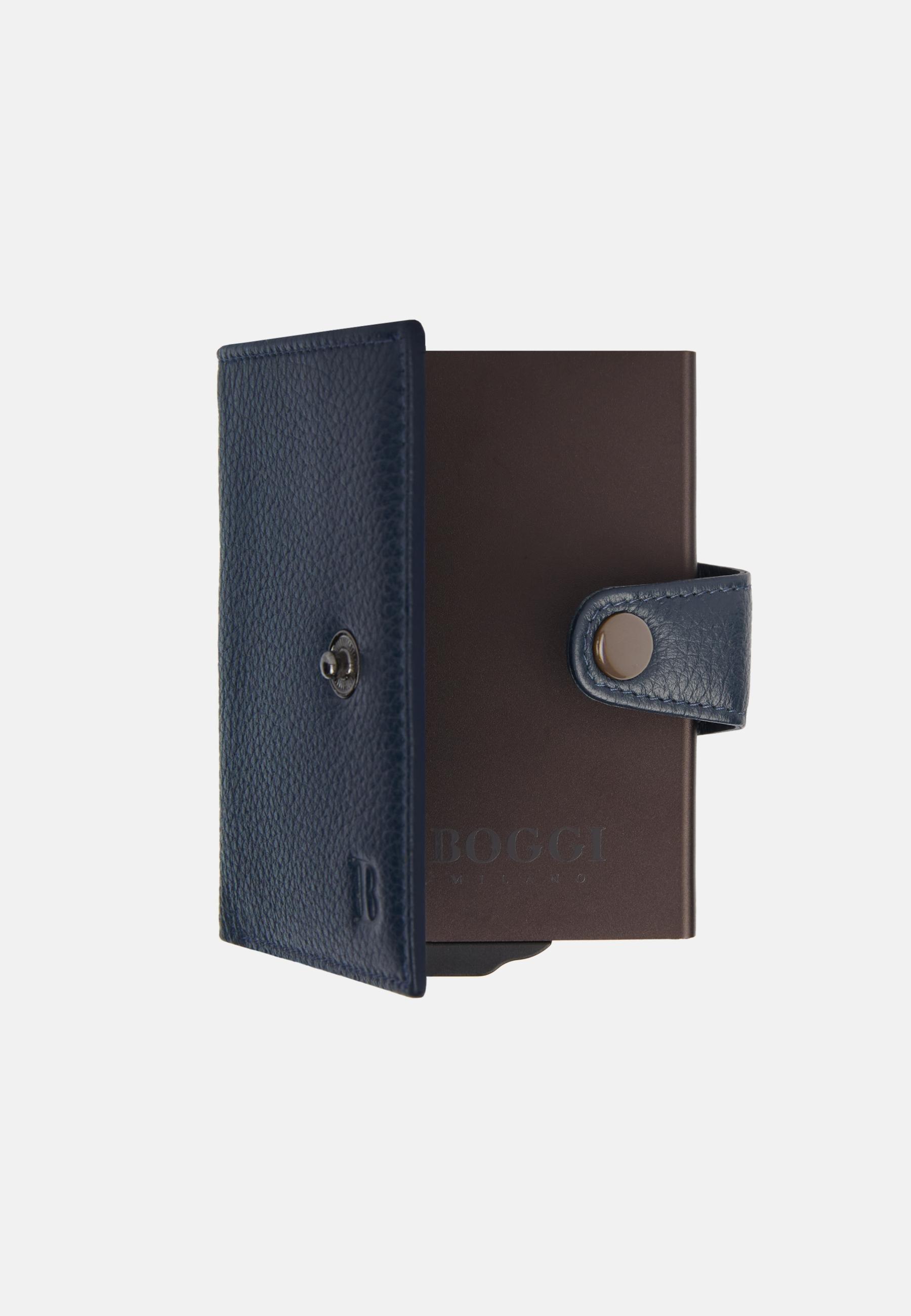 Navy Leather Credit Card Holder, Navy blue, large image number 0