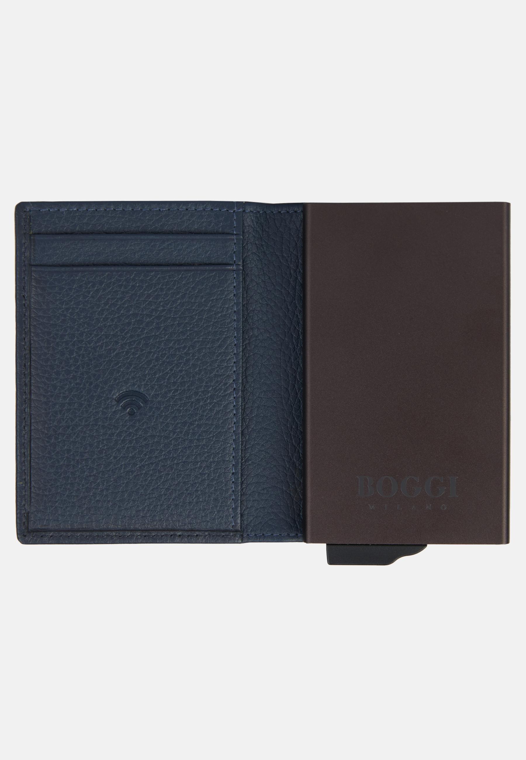 Navy Leather Credit Card Holder, Navy blue, large image number 1