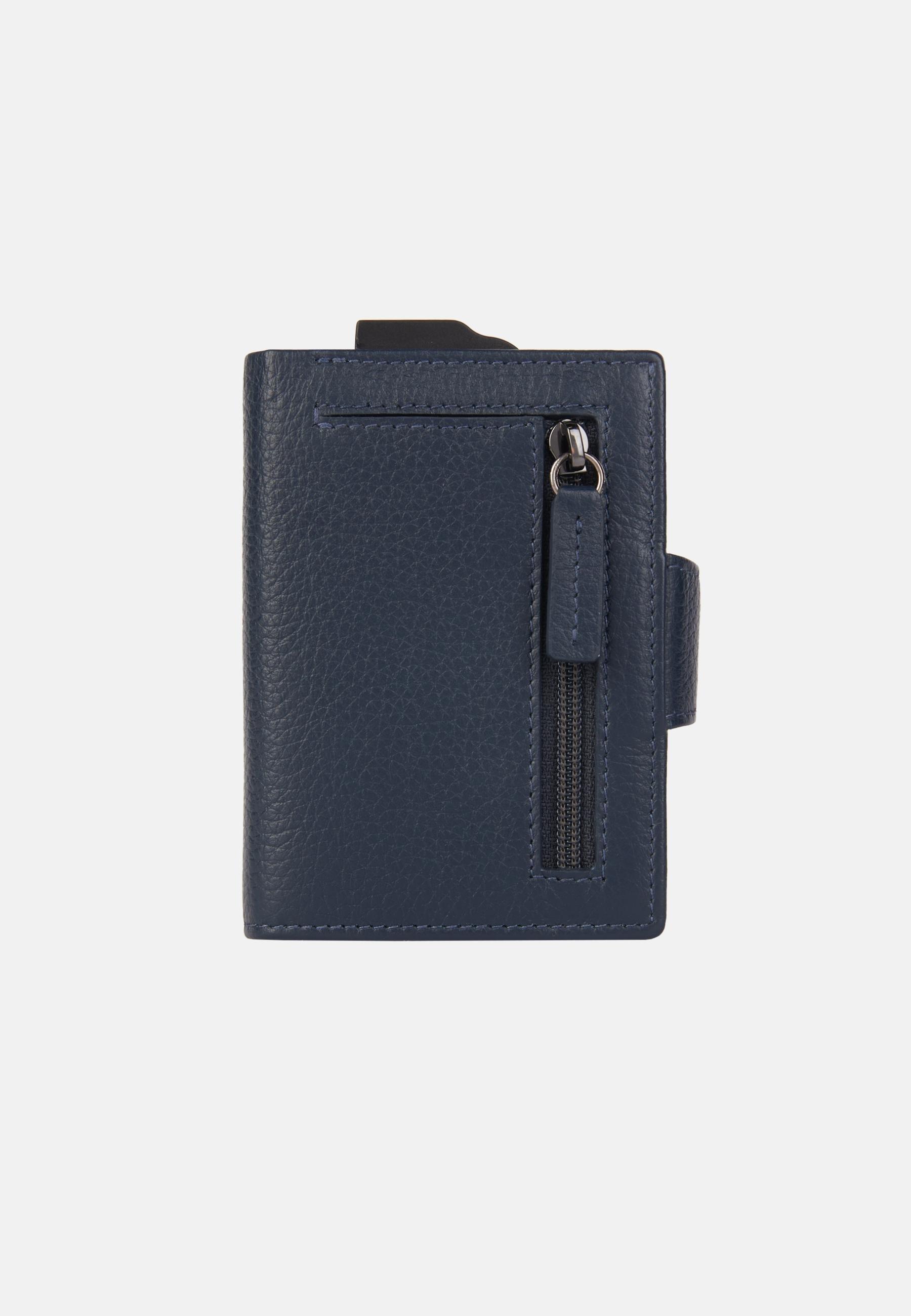 Navy Leather Credit Card Holder, Navy blue, large image number 2