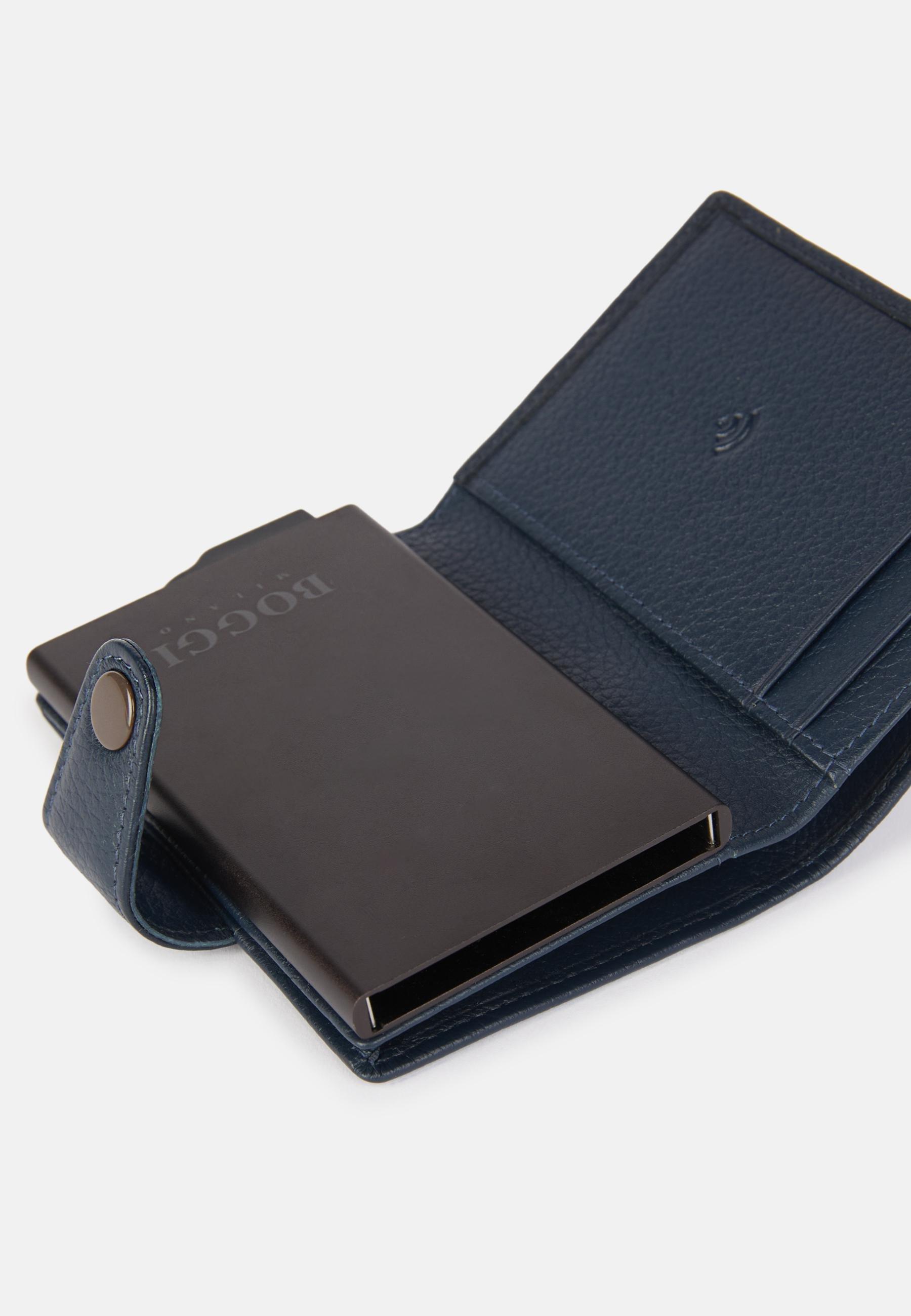 Navy Leather Credit Card Holder, Navy blue, large image number 3