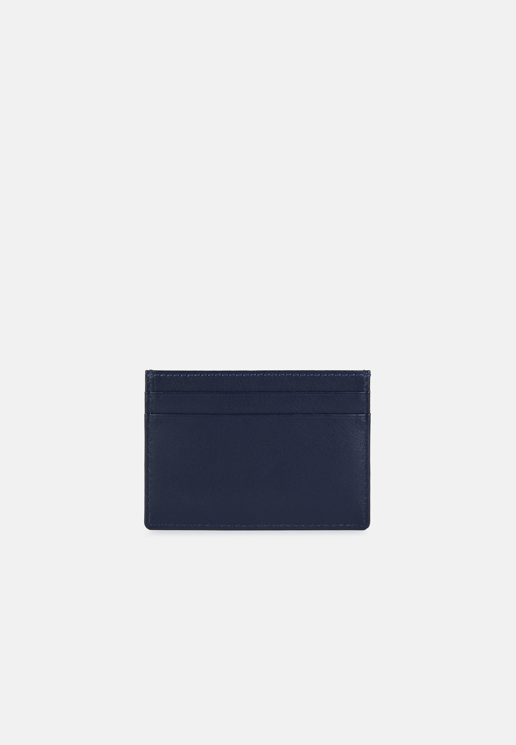 Navy Leather Credit Card Holder, Navy blue, large image number 0