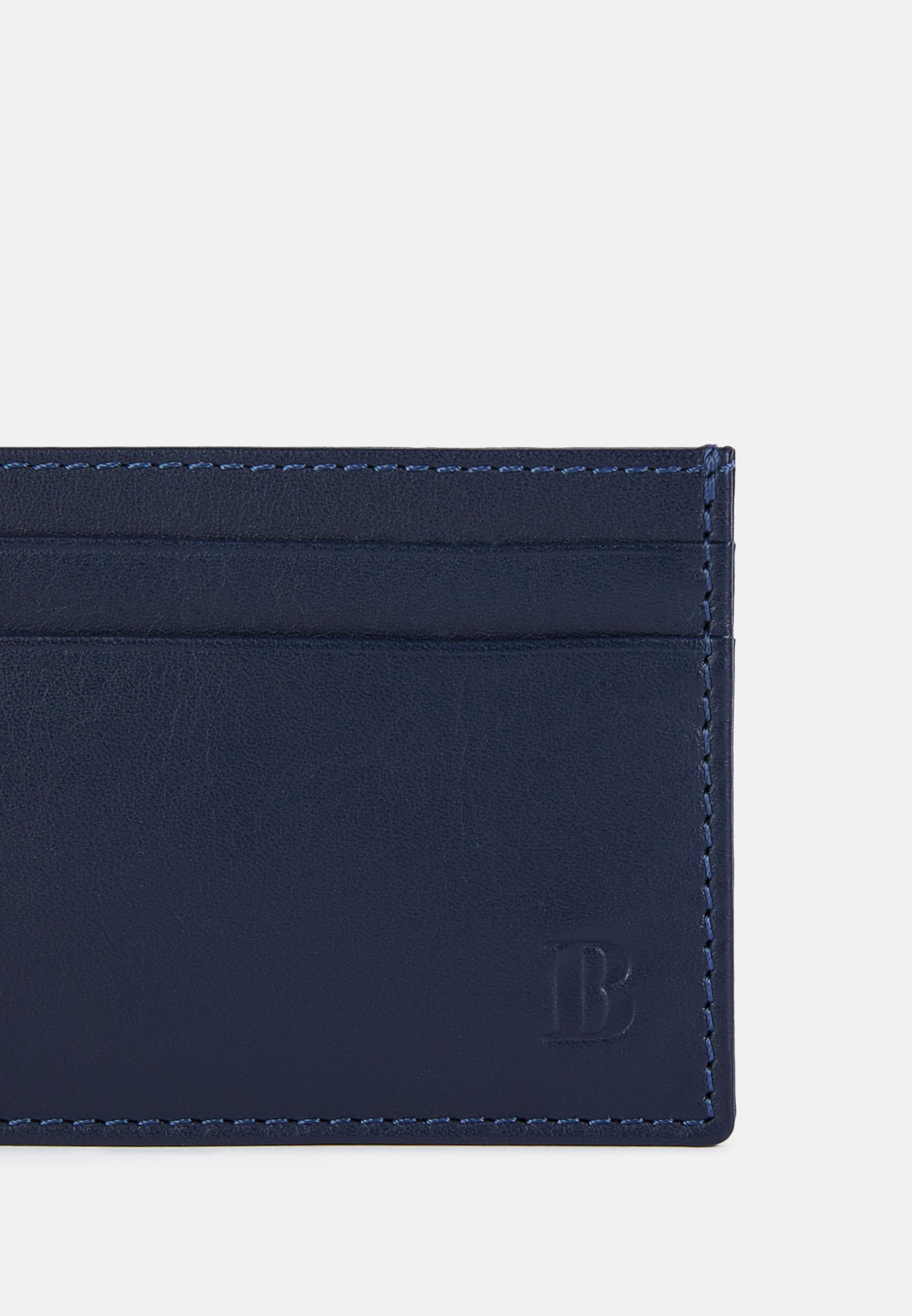 Navy Leather Credit Card Holder, Navy blue, large image number 1