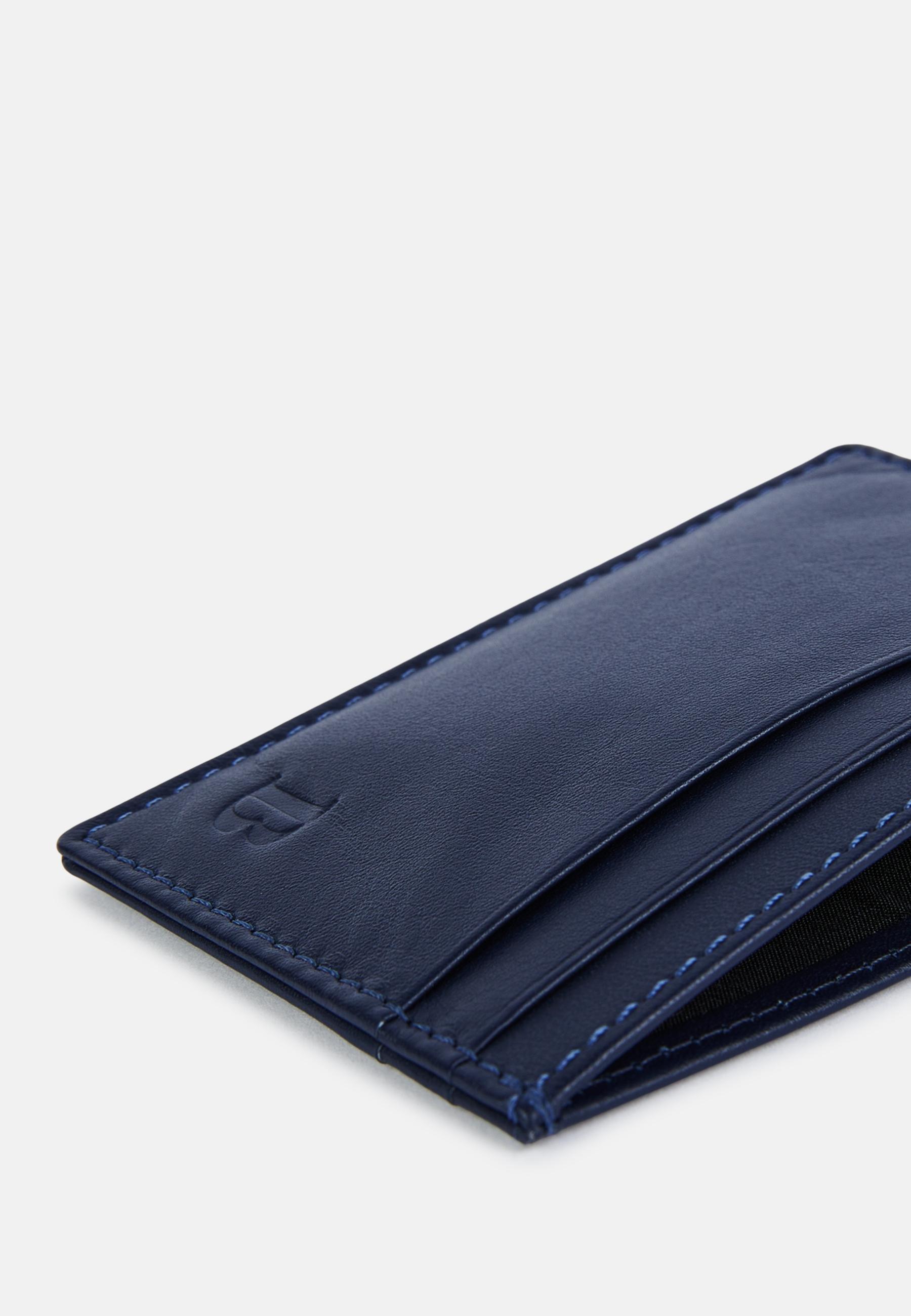 Navy Leather Credit Card Holder, Navy blue, large image number 2