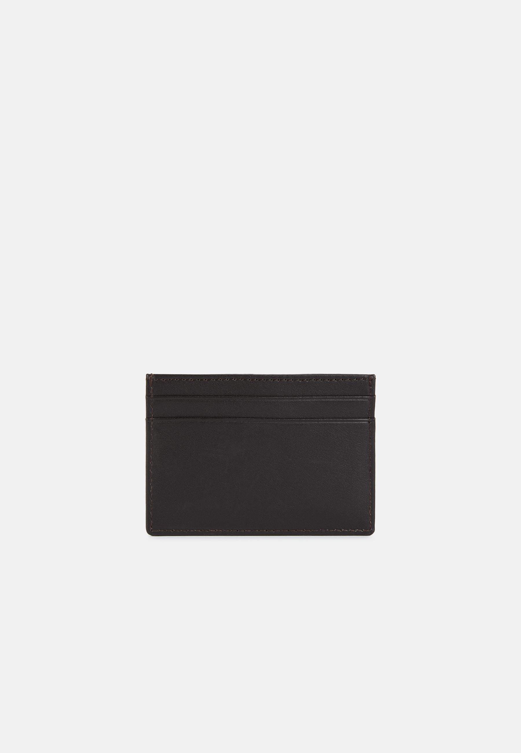 Leather Credit Card Holder Brown, Dark brown, large image number 0