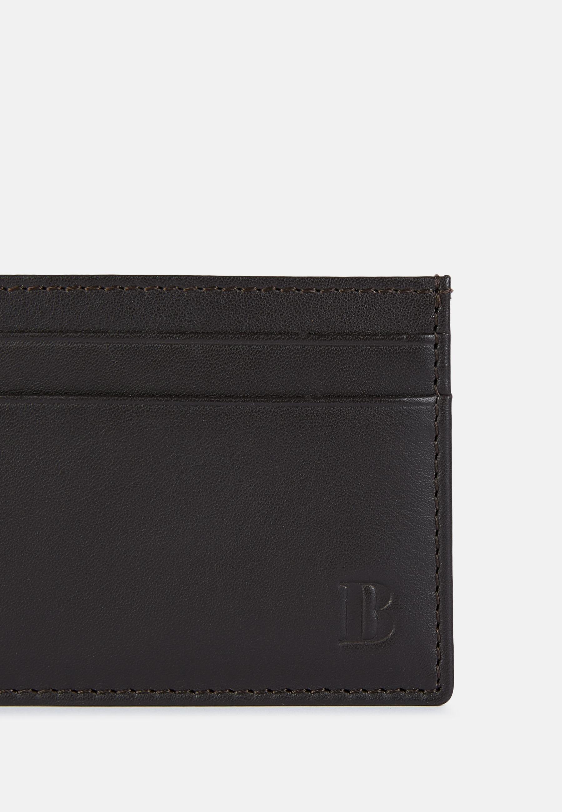 Leather Credit Card Holder Brown, Dark brown, large image number 1