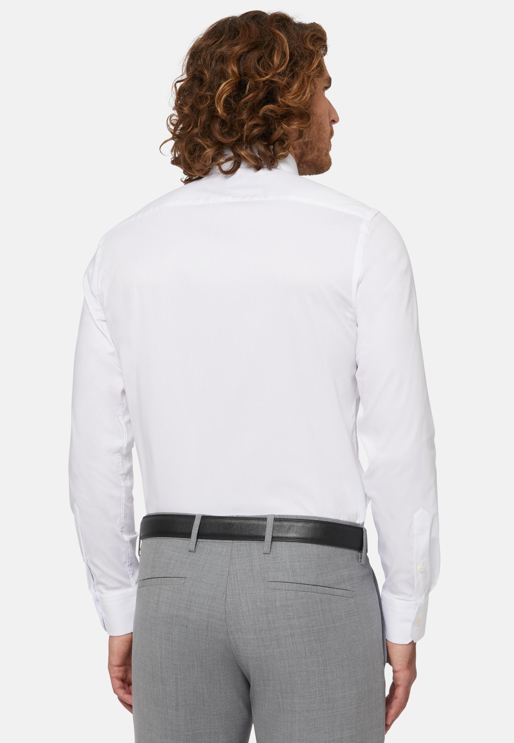 Stretch Cotton Slim Fit Shirt White, 3901_WHIT, large image number 1