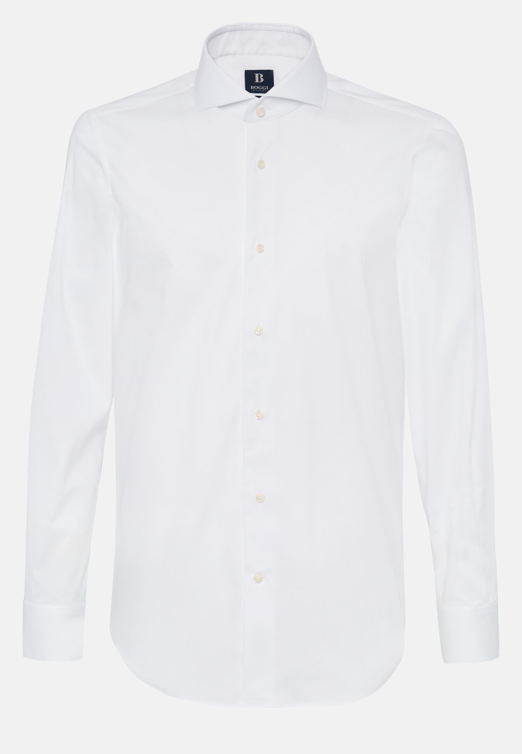 Stretch Cotton Slim Fit Shirt White, 3901_WHIT, large image number 4