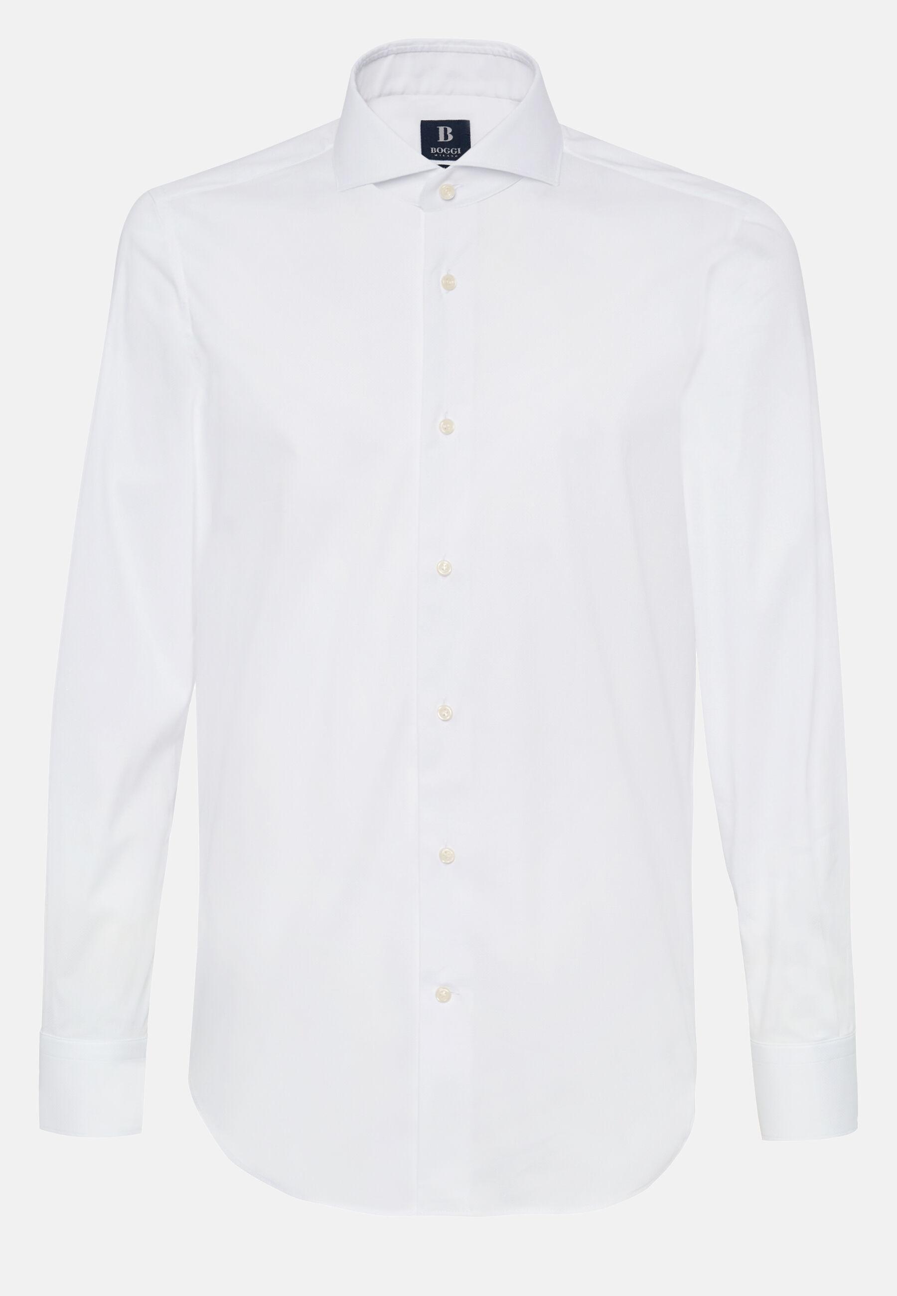 Stretch Cotton Slim Fit Shirt White, 3901_WHIT, large image number 9