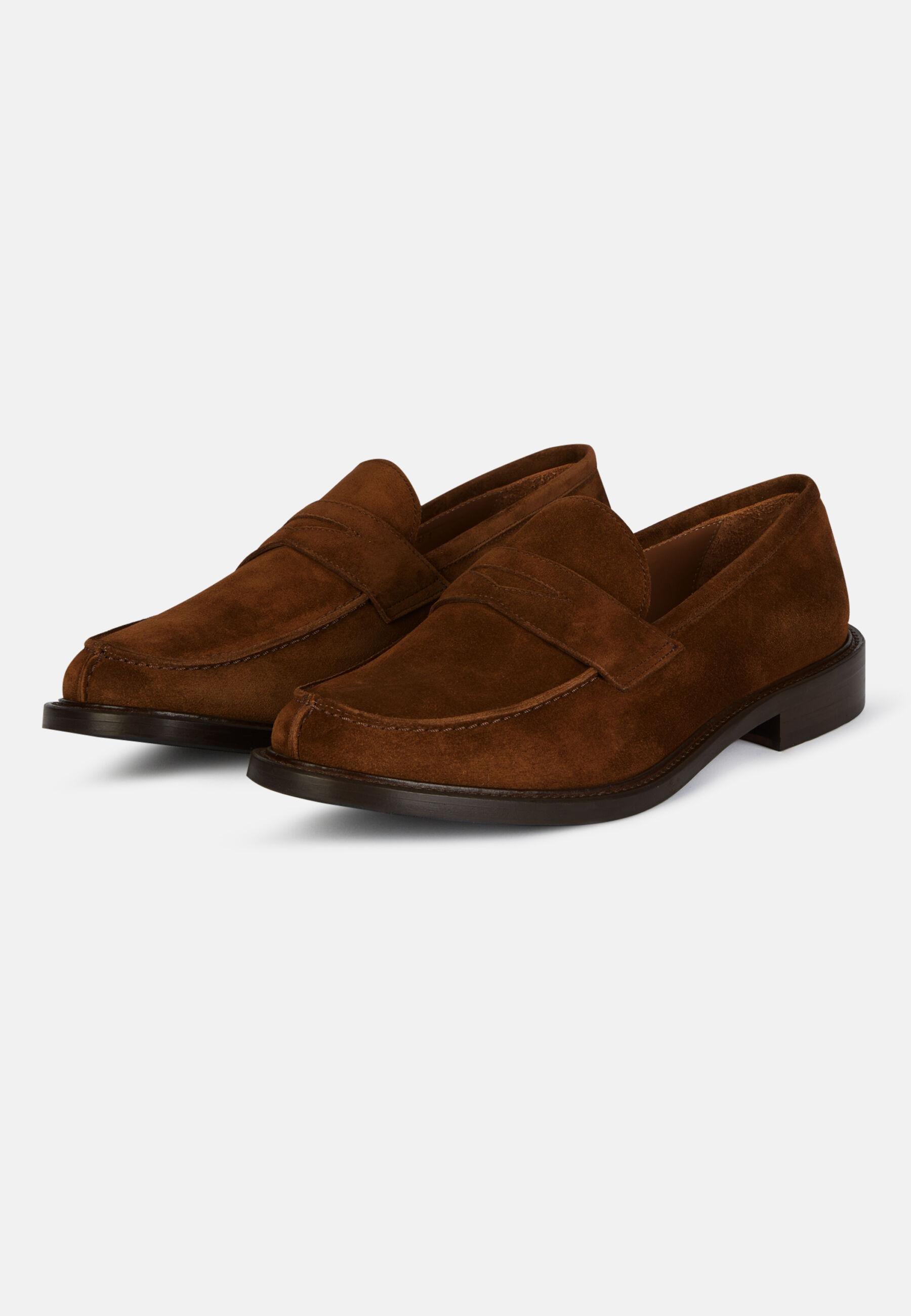 Suede Leather Loafers Brown, Brown, large image number 1