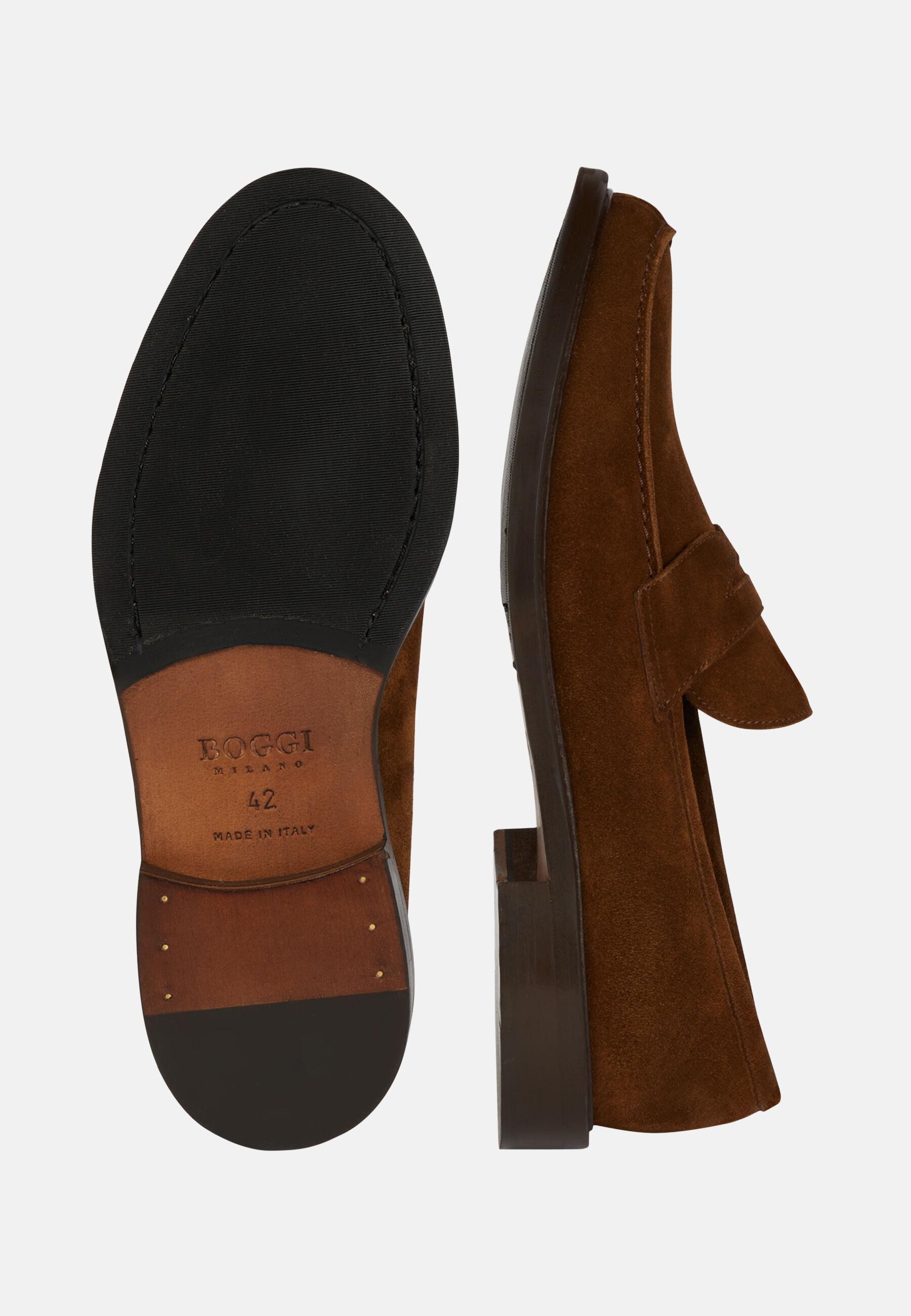 Suede Leather Loafers Brown, Brown, medium