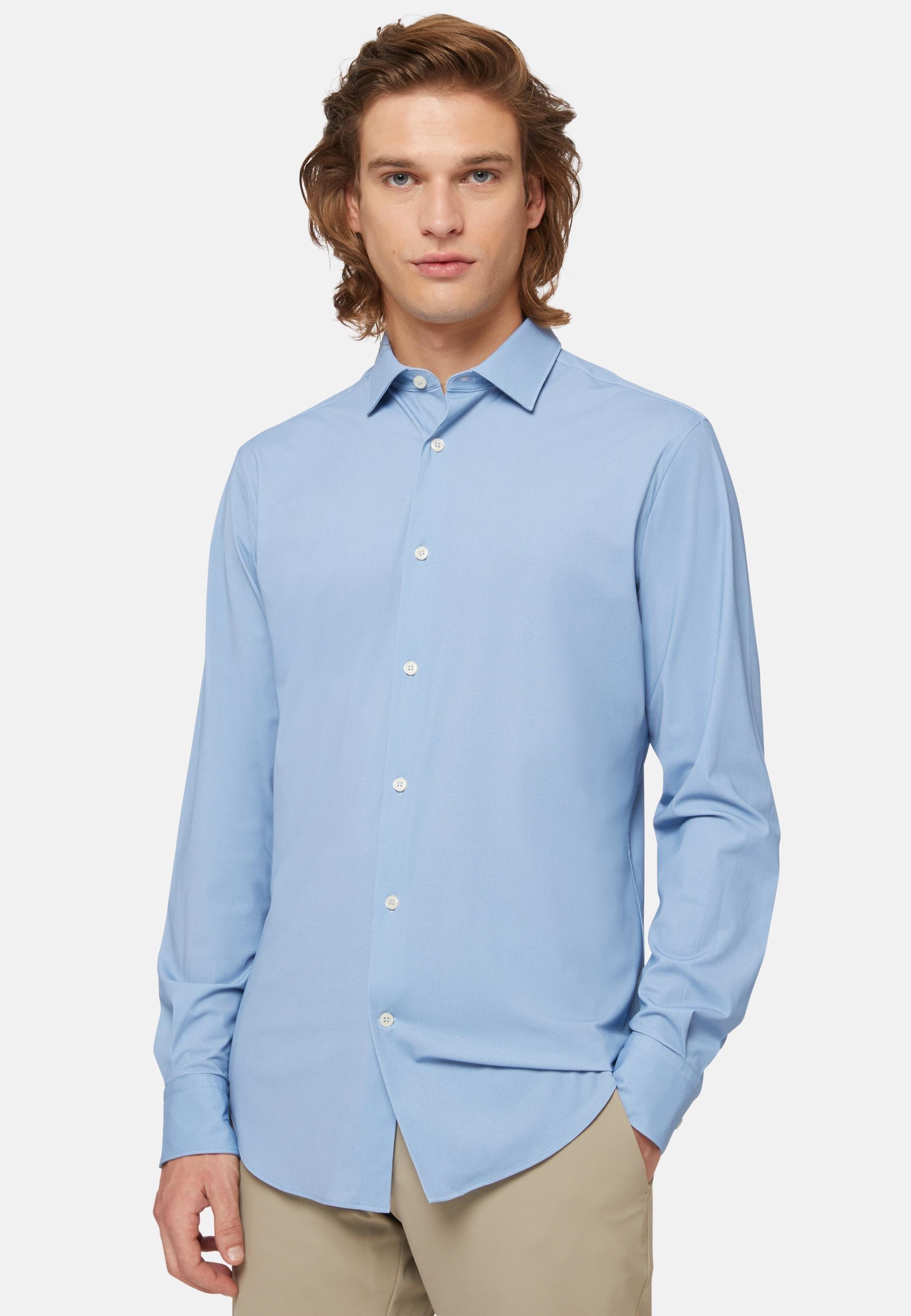 Slim Fit Shirt In Stretch Nylon Blue, Medium Blue, medium