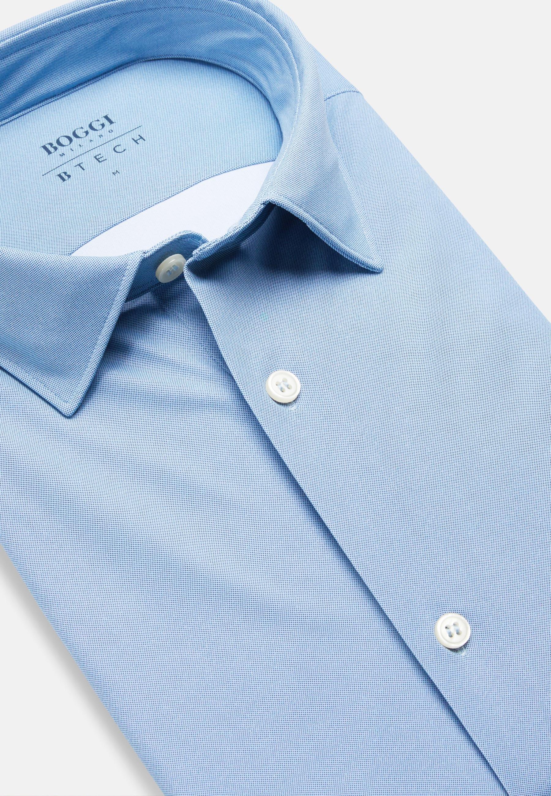 Boggi Milano - Blue Slim Fit Shirt In Stretch Nylon