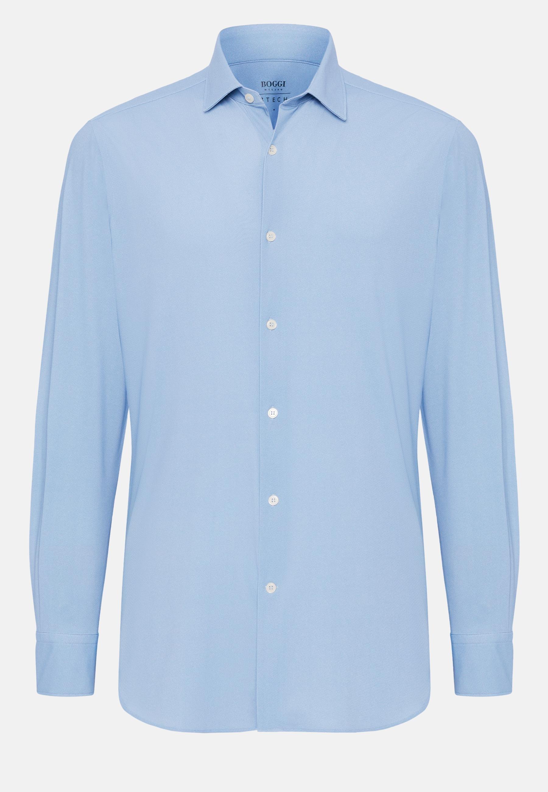 Slim Fit Shirt In Stretch Nylon Blue, Medium Blue, large image number 4