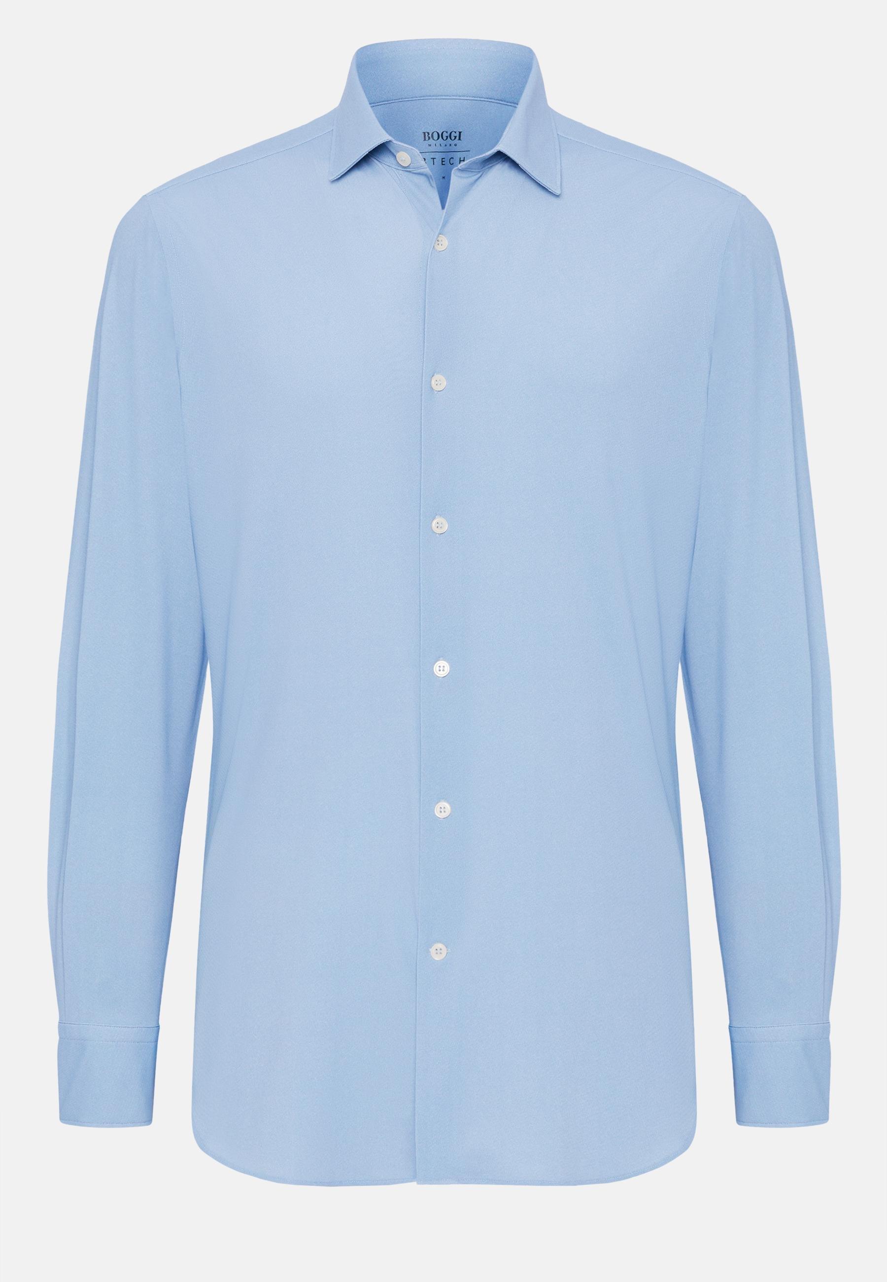 Boggi Milano - Blue Slim Fit Shirt In Stretch Nylon