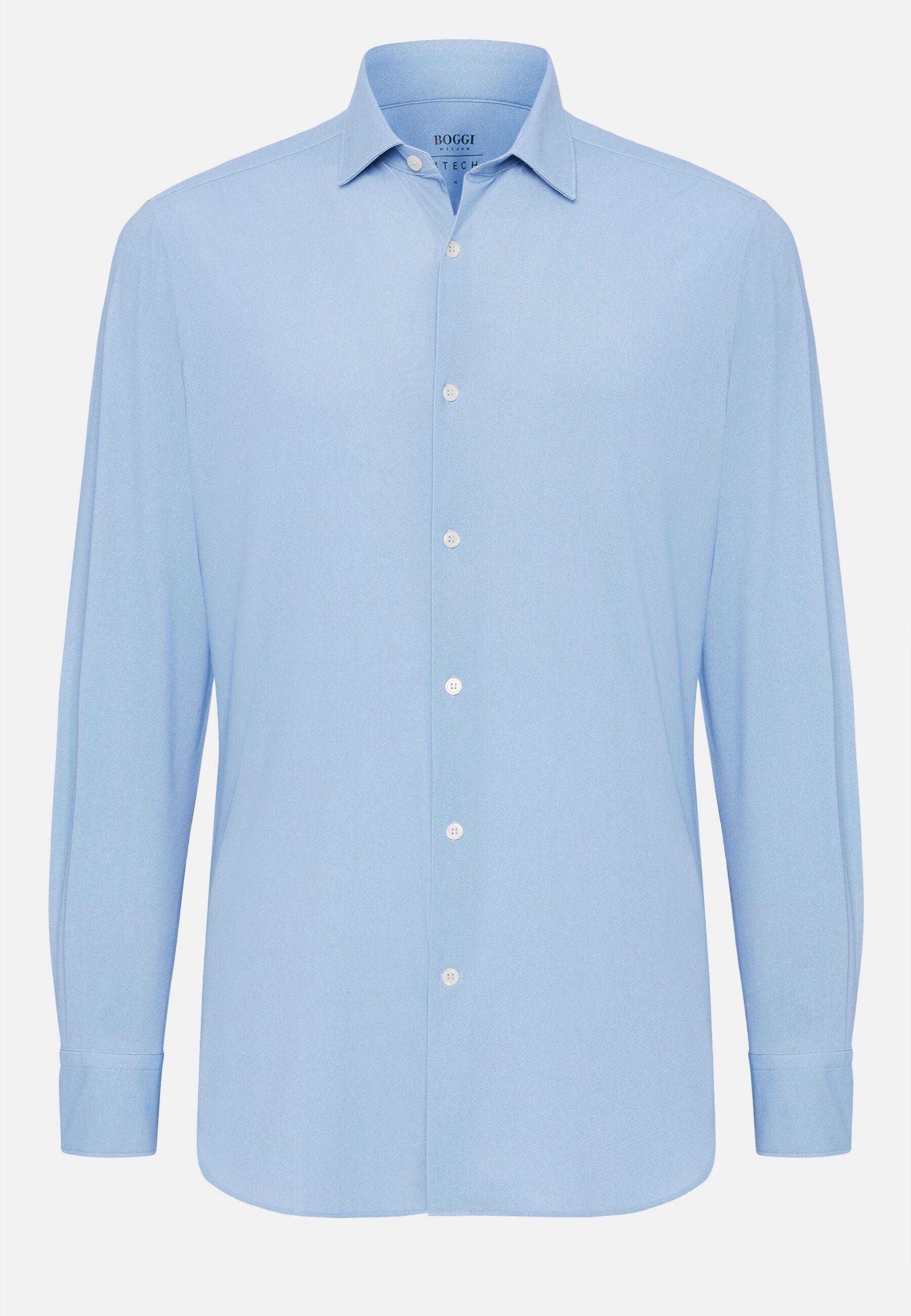 Slim Fit Shirt In Stretch Nylon Blue, 3901_MDBL, large image number 8