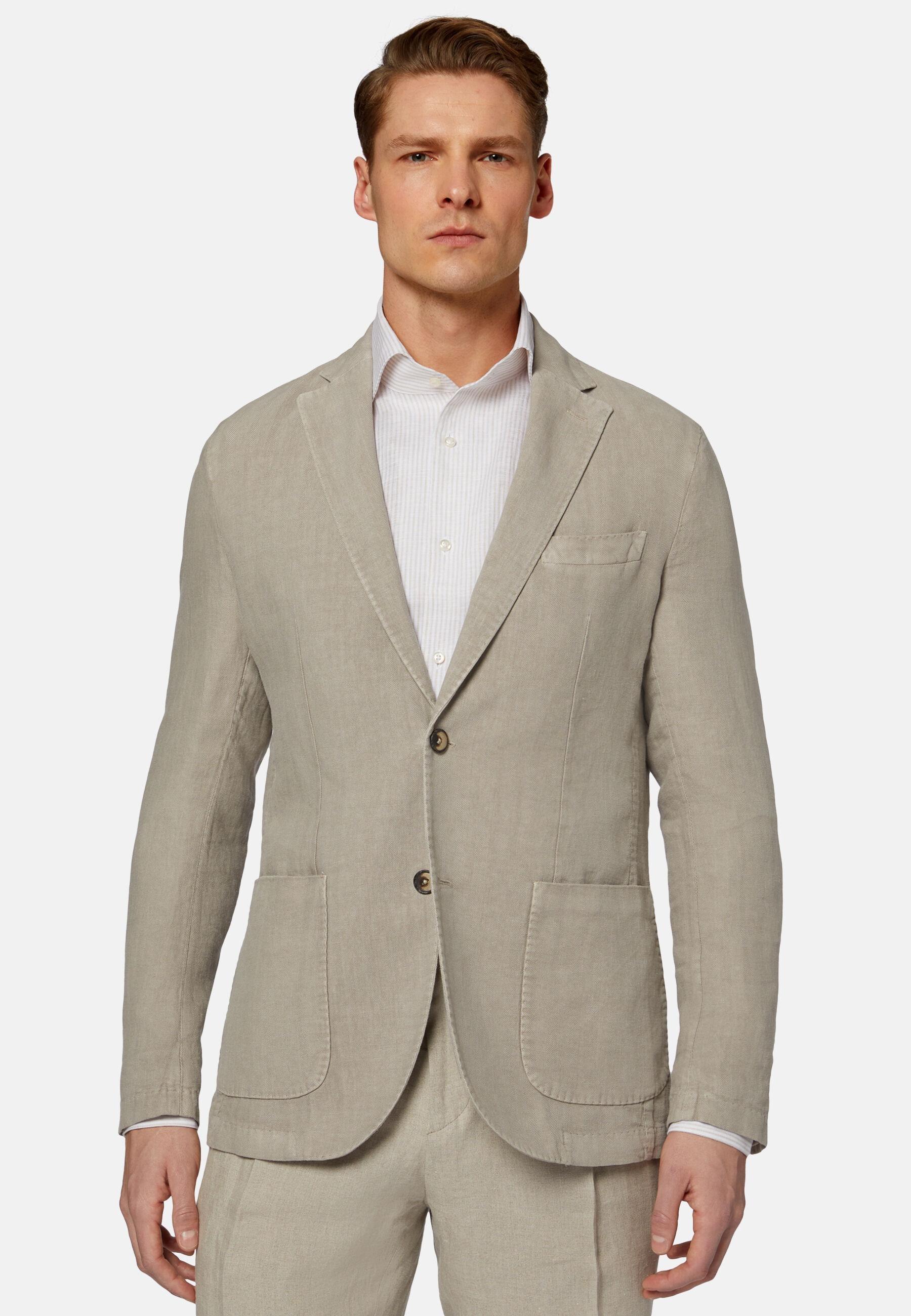 Pure Linen Jacket Beige, Taupe, medium