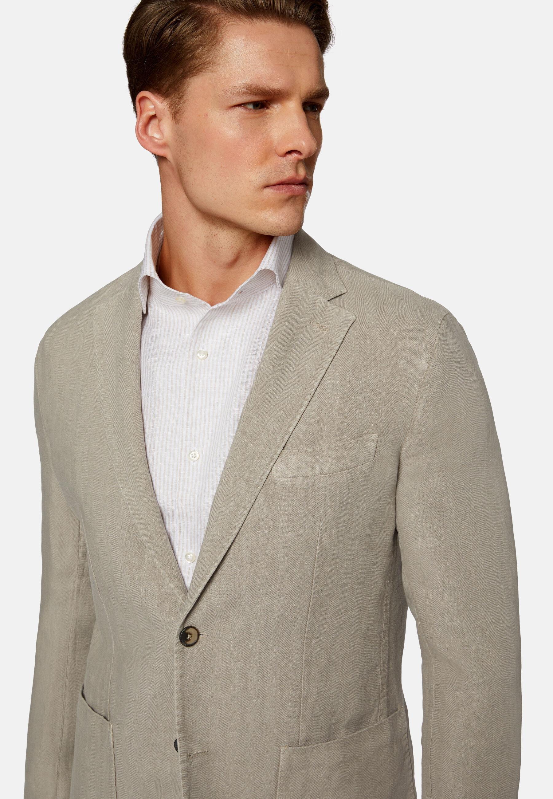 Pure Linen Jacket Beige, 3901_TAUP, large image number 4