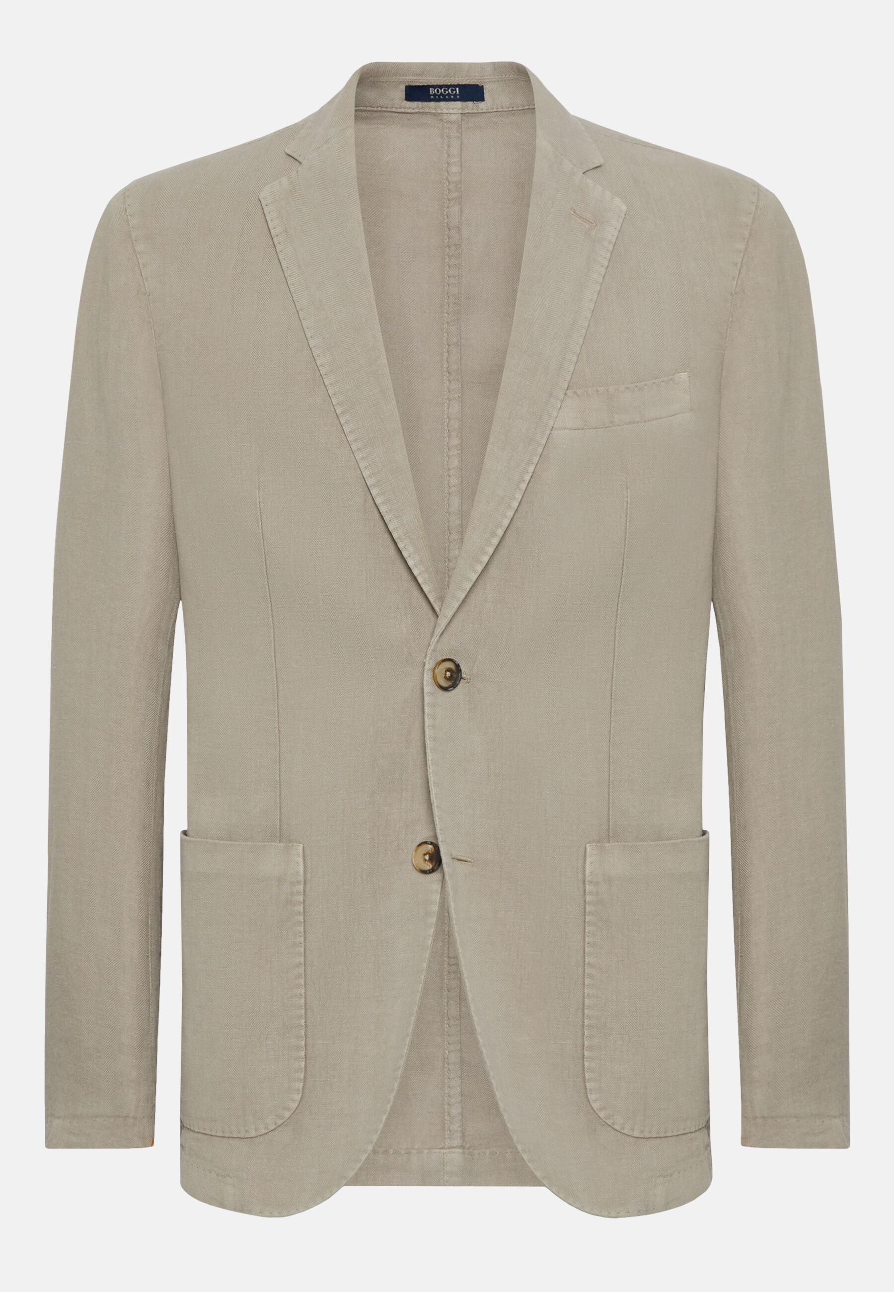 Pure Linen Jacket Beige, Taupe, large image number 5