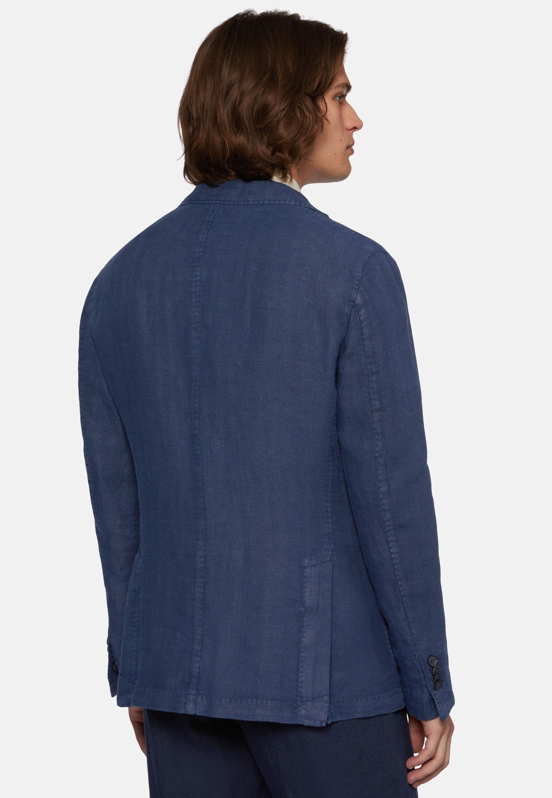 Jacket in Pure Linen, Navy Blue, Navy blue, large image number 2