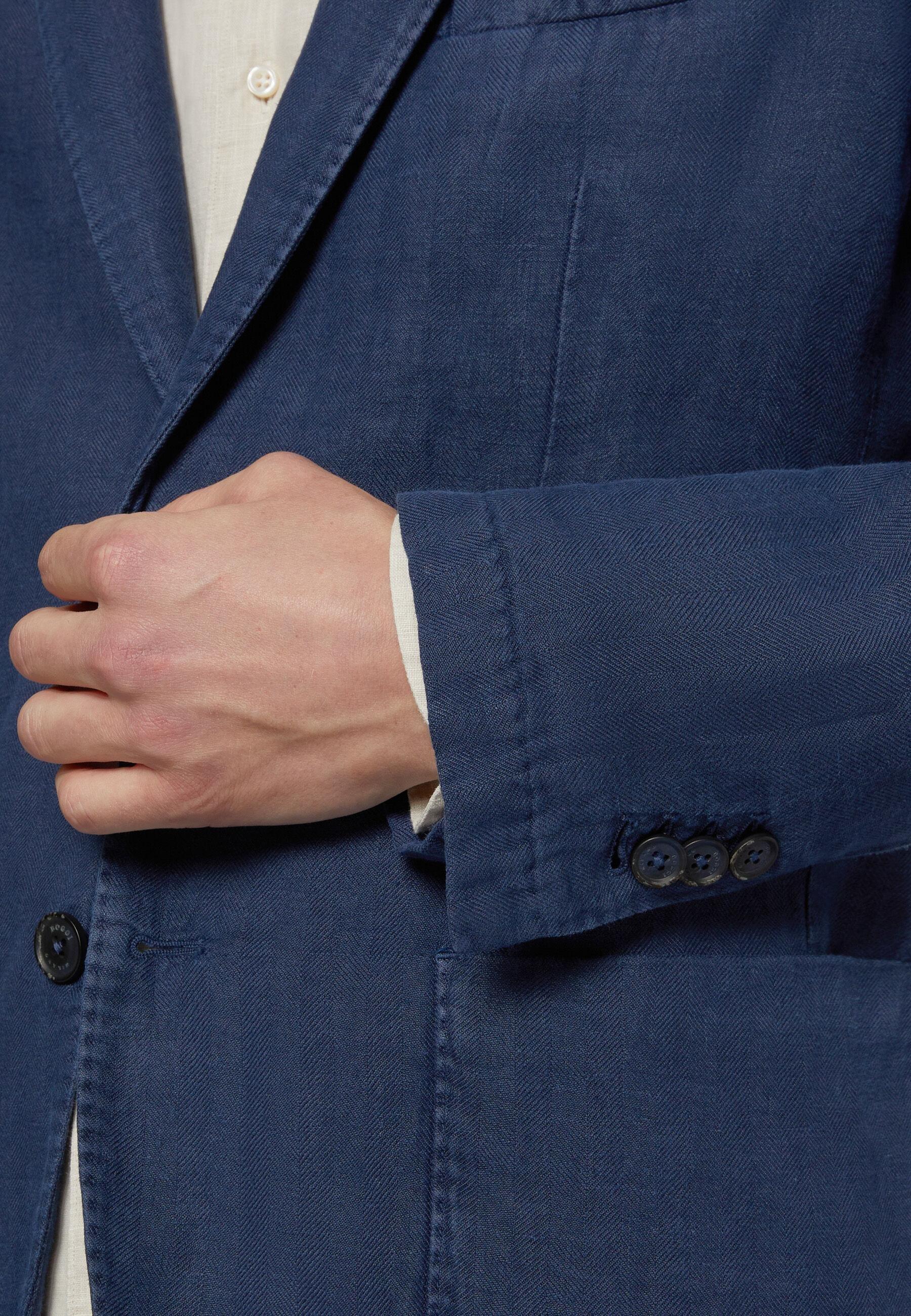 Jacket in Pure Linen, Navy Blue, Navy blue, large image number 3