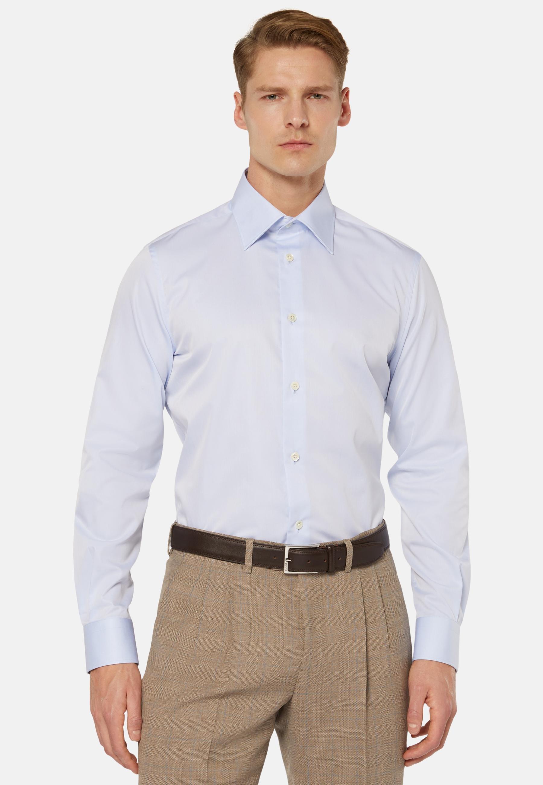 Cotton Twill Shirt Blue, Light Blue, large image number 0