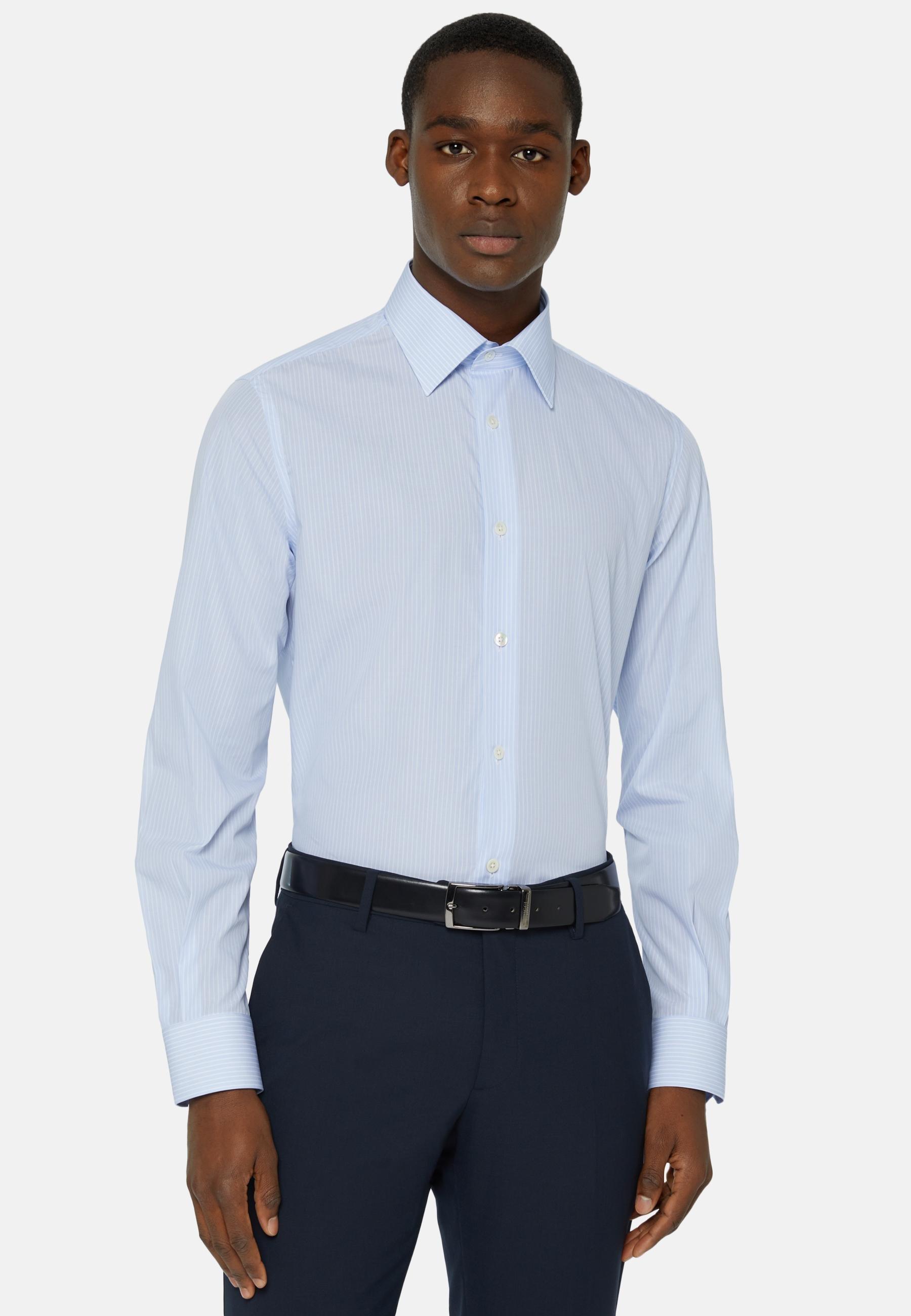 Striped Cotton Shirt Blue, Light Blue, large image number 0