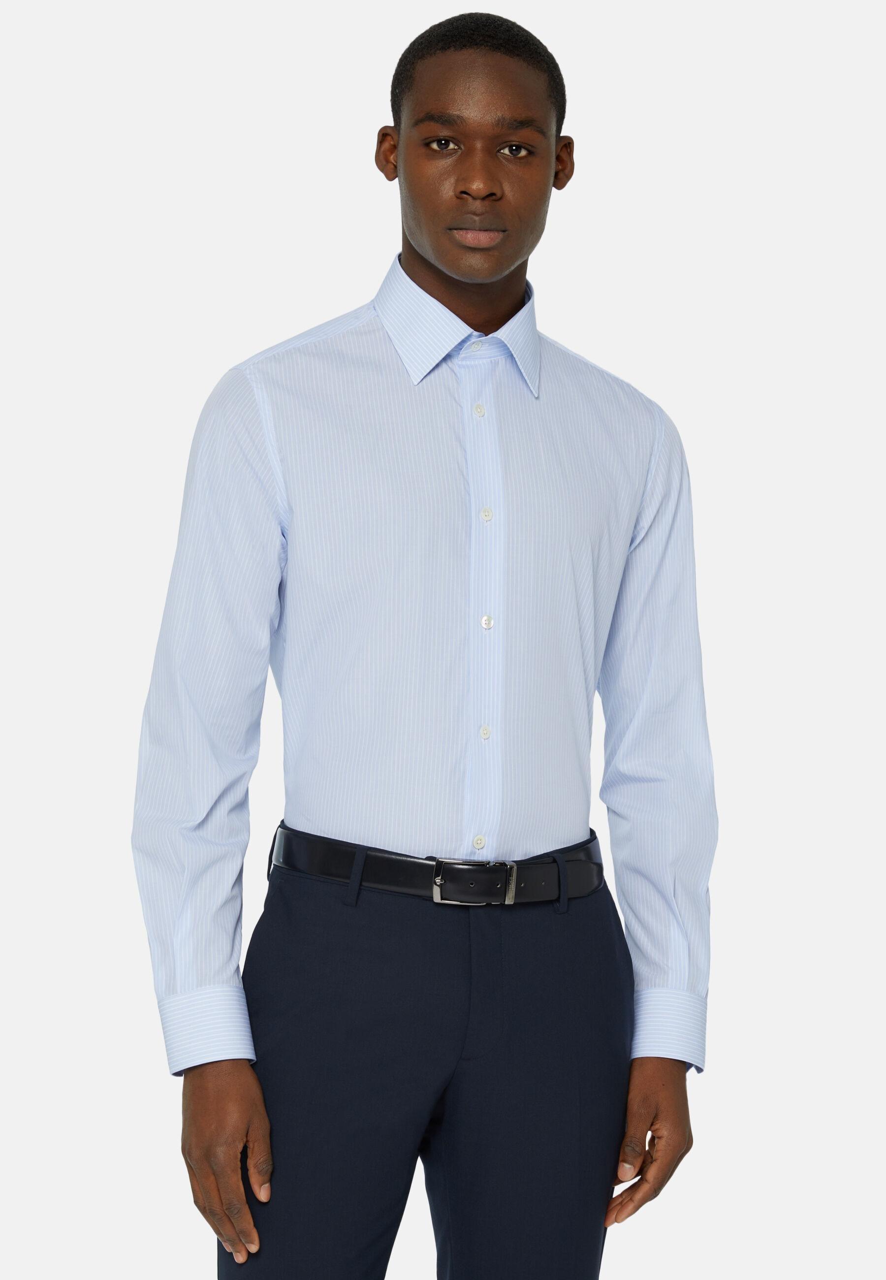 Striped Cotton Shirt Blue, Light Blue, medium