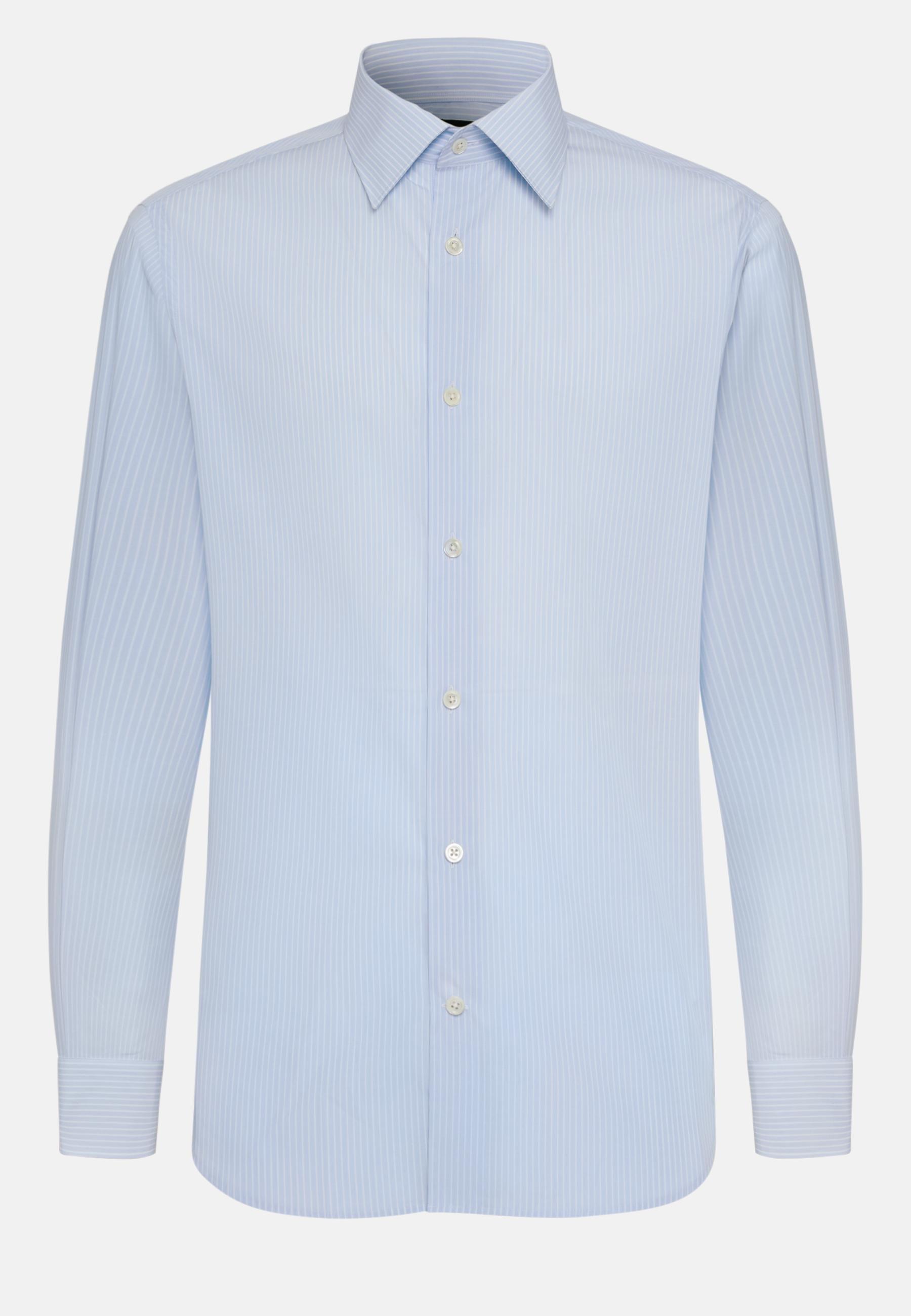 Striped Cotton Shirt Blue, Light Blue, large image number 4