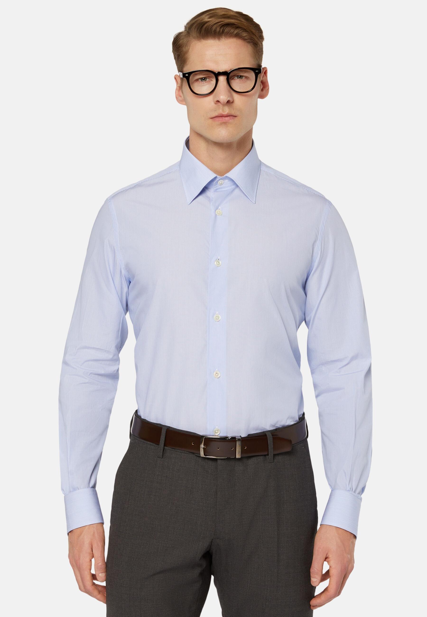 Striped Cotton Shirt Blue, Light Blue, large image number 0