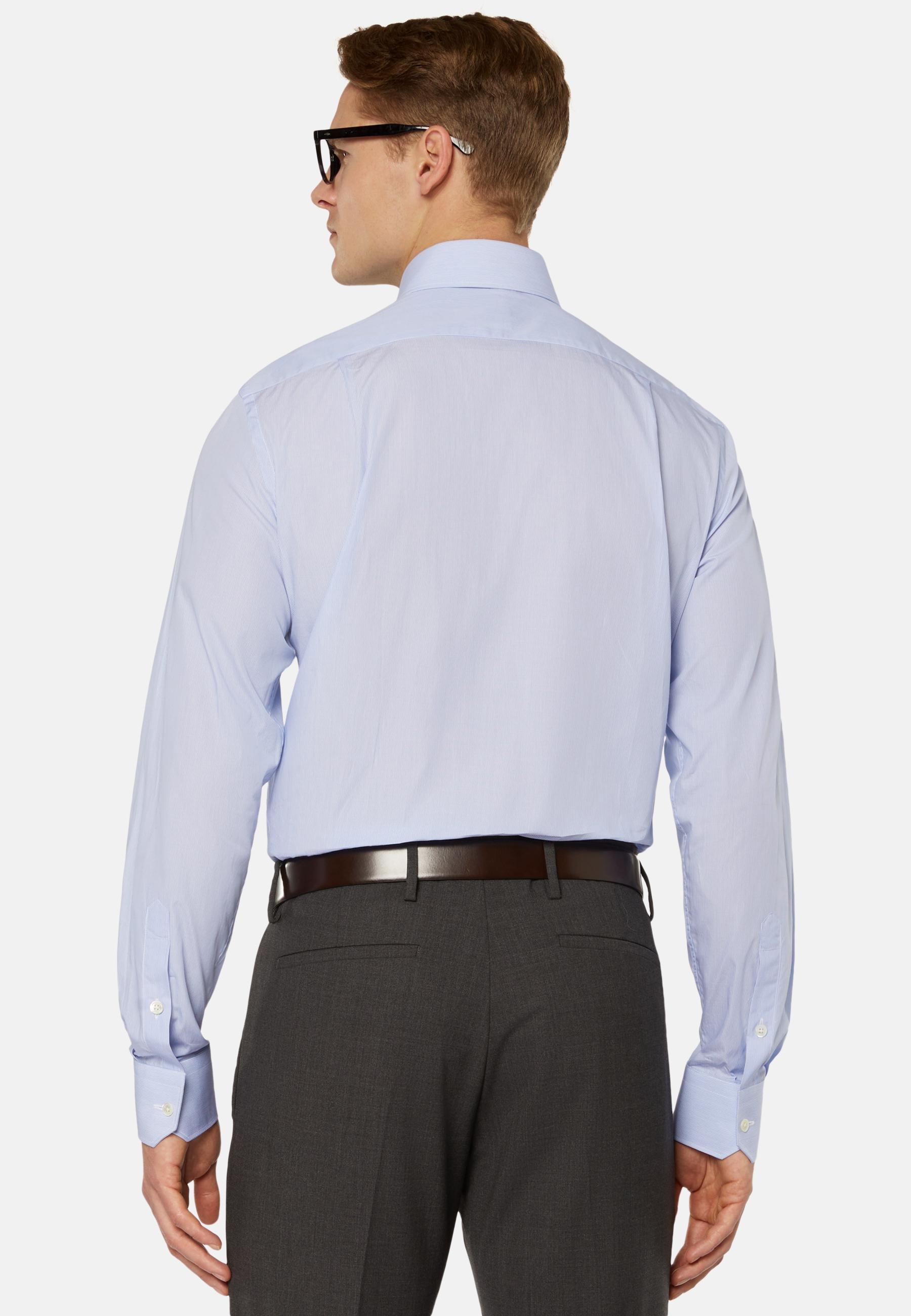 Striped Cotton Shirt Blue, Light Blue, large image number 1
