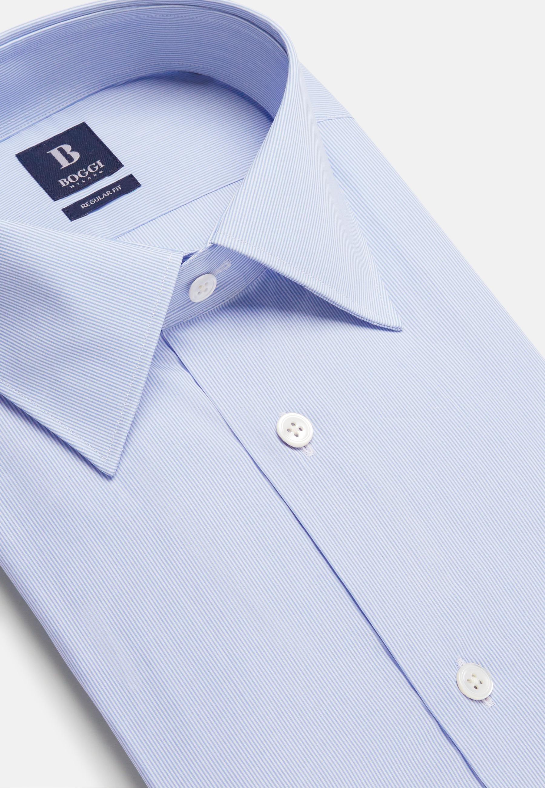 Striped Cotton Shirt Blue, Light Blue, large image number 3