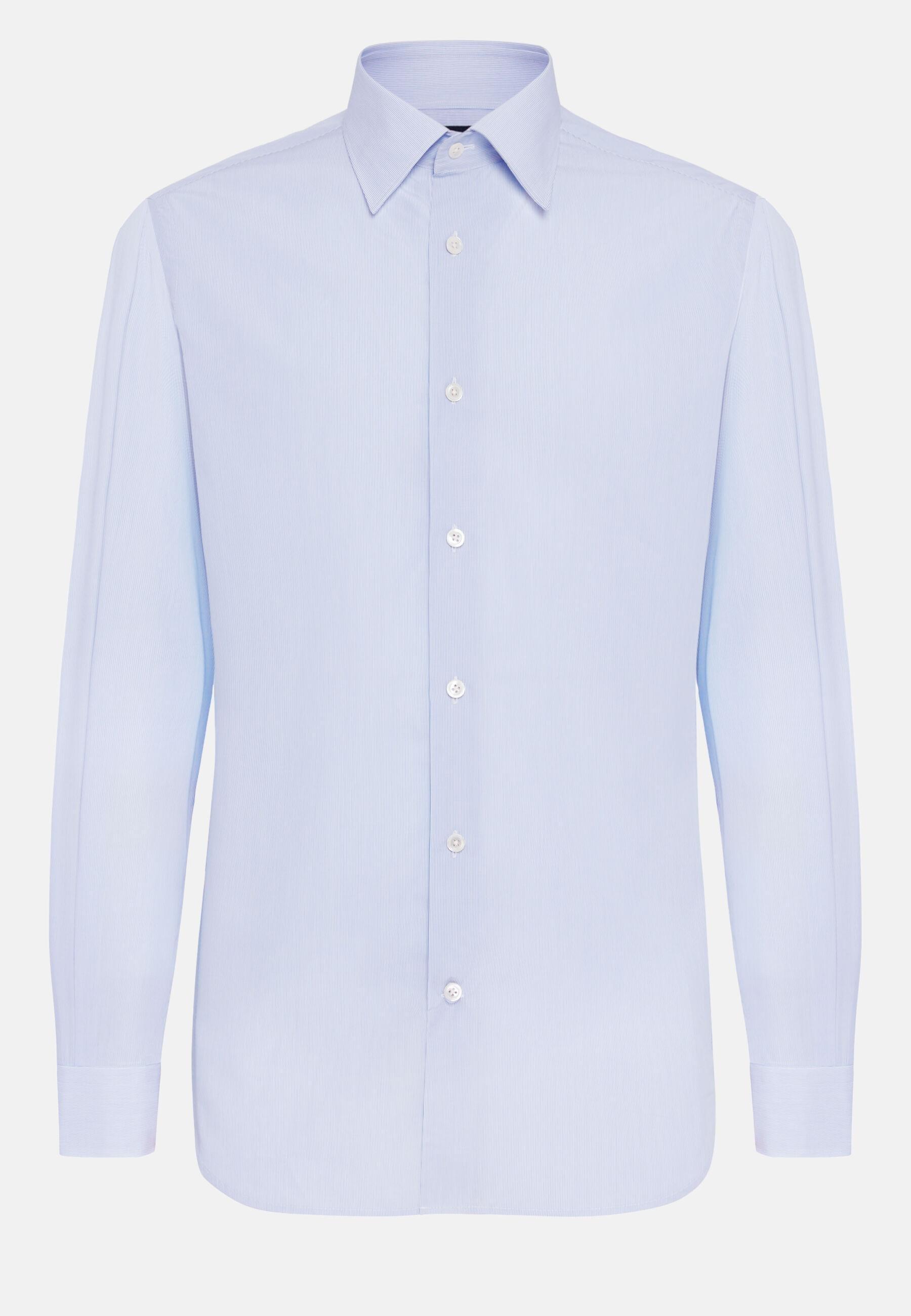 Shirt in Striped Cotton, Light Blue, Light Blue, large image number 5
