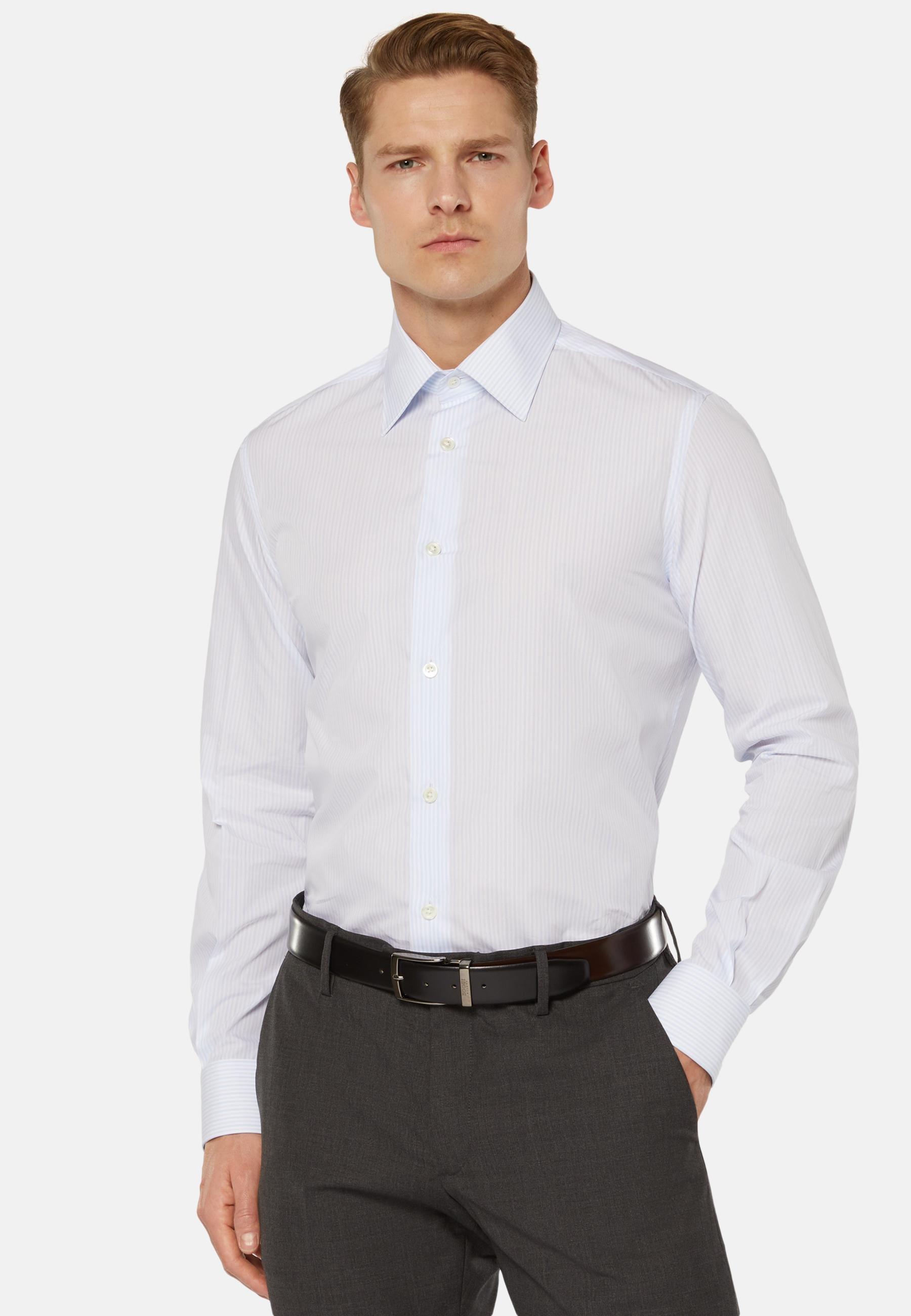 Striped Cotton Shirt Blue, Light Blue, large image number 0