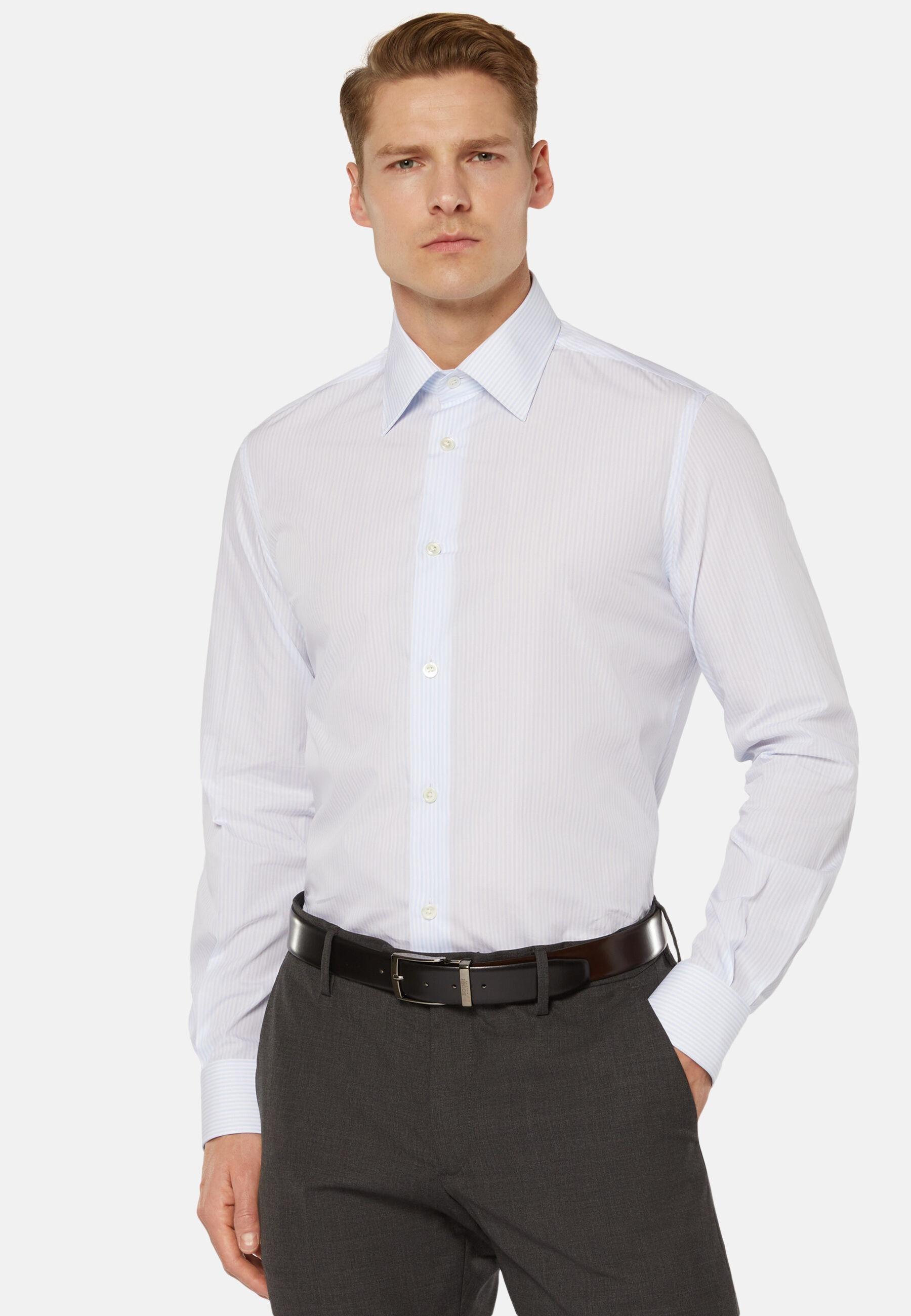 Striped Cotton Shirt Blue, Light Blue, medium