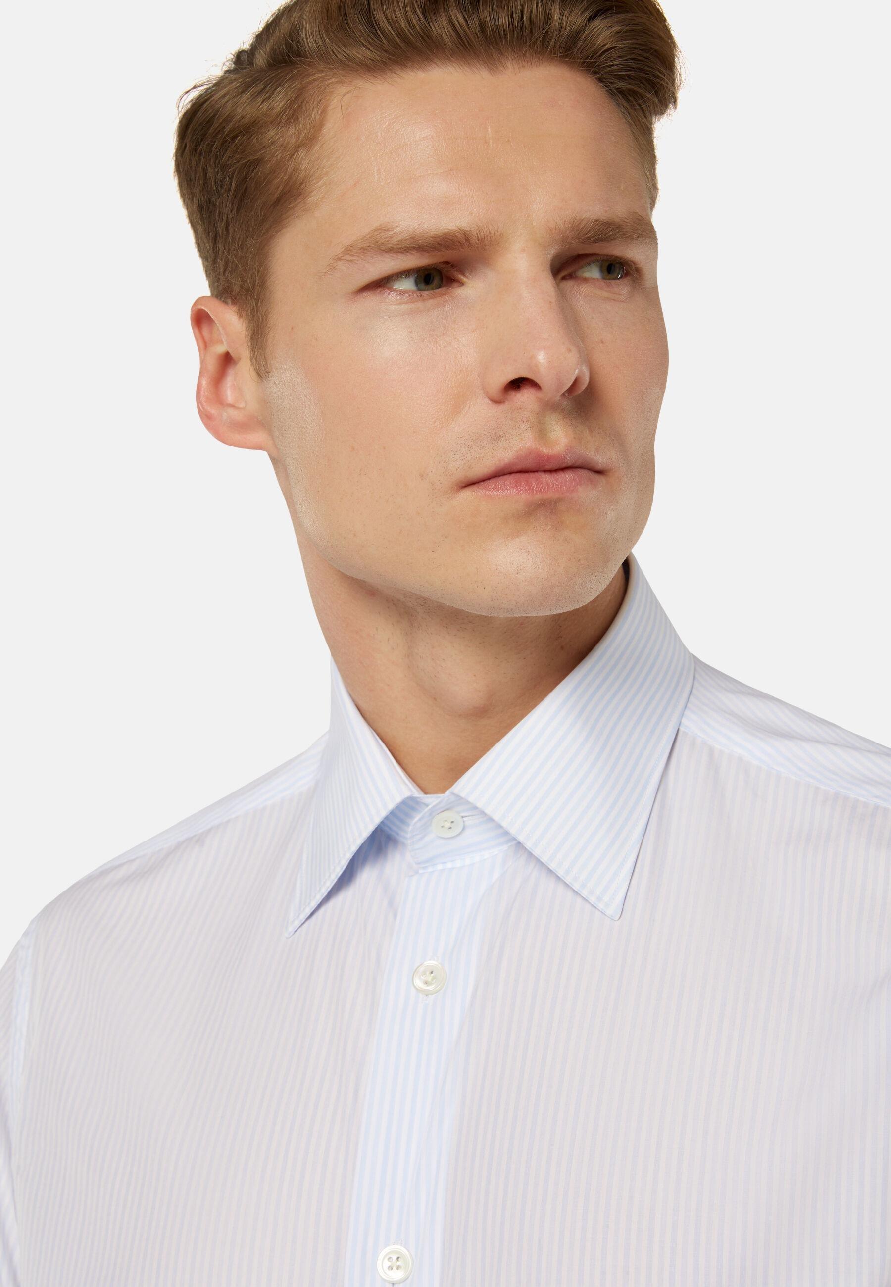 Striped Cotton Shirt Blue, Light Blue, medium