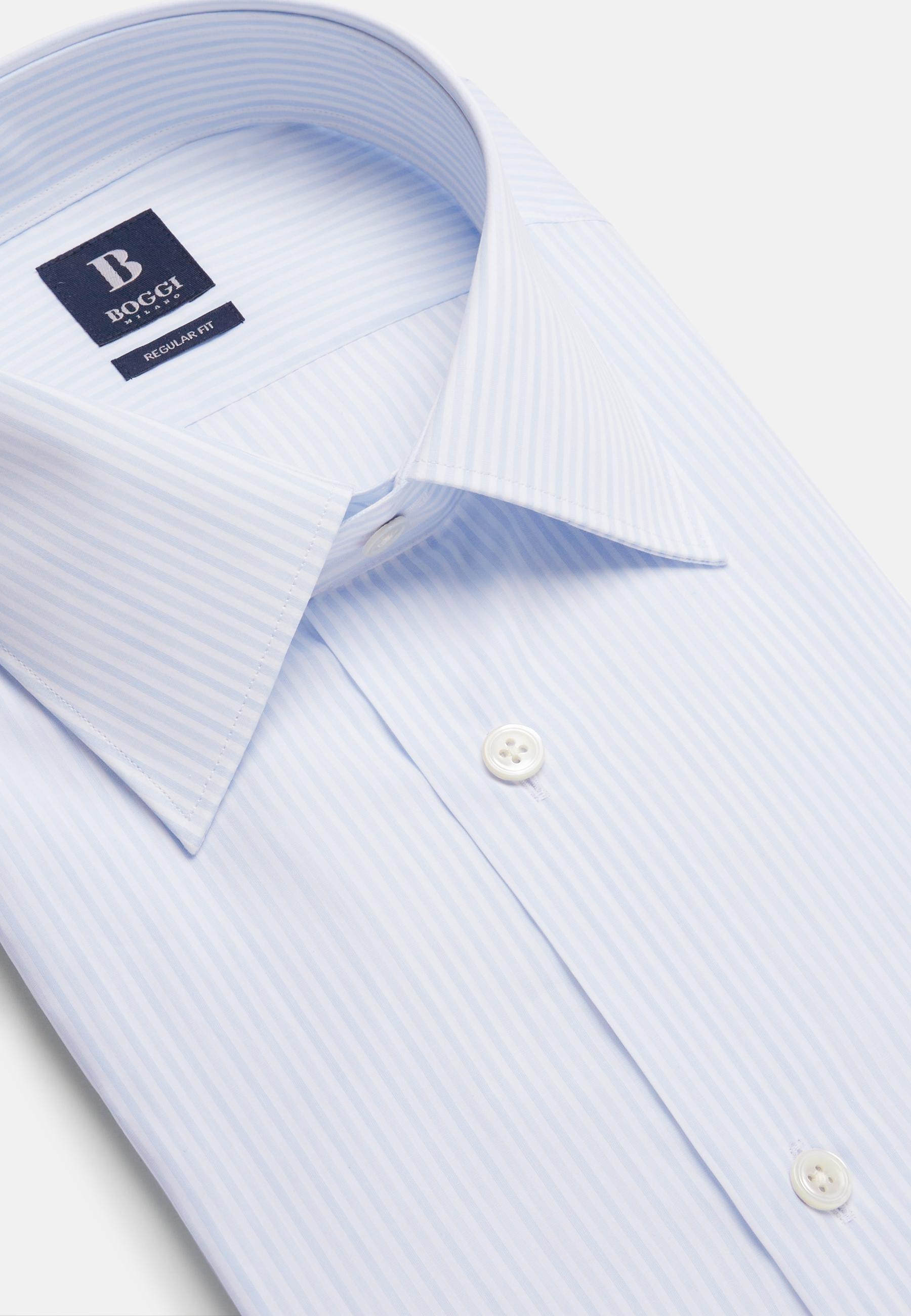 Striped Cotton Shirt Blue, Light Blue, large image number 3