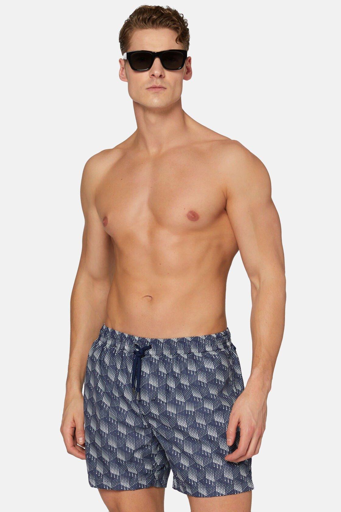 Polka Dot Print Swimsuit Navy, 3901_NAVY, medium