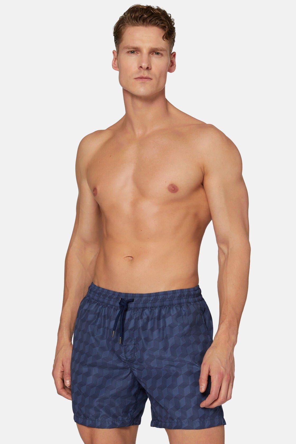 Three-Dimensional Pattern Print Swimsuit Blue, , large image number 0